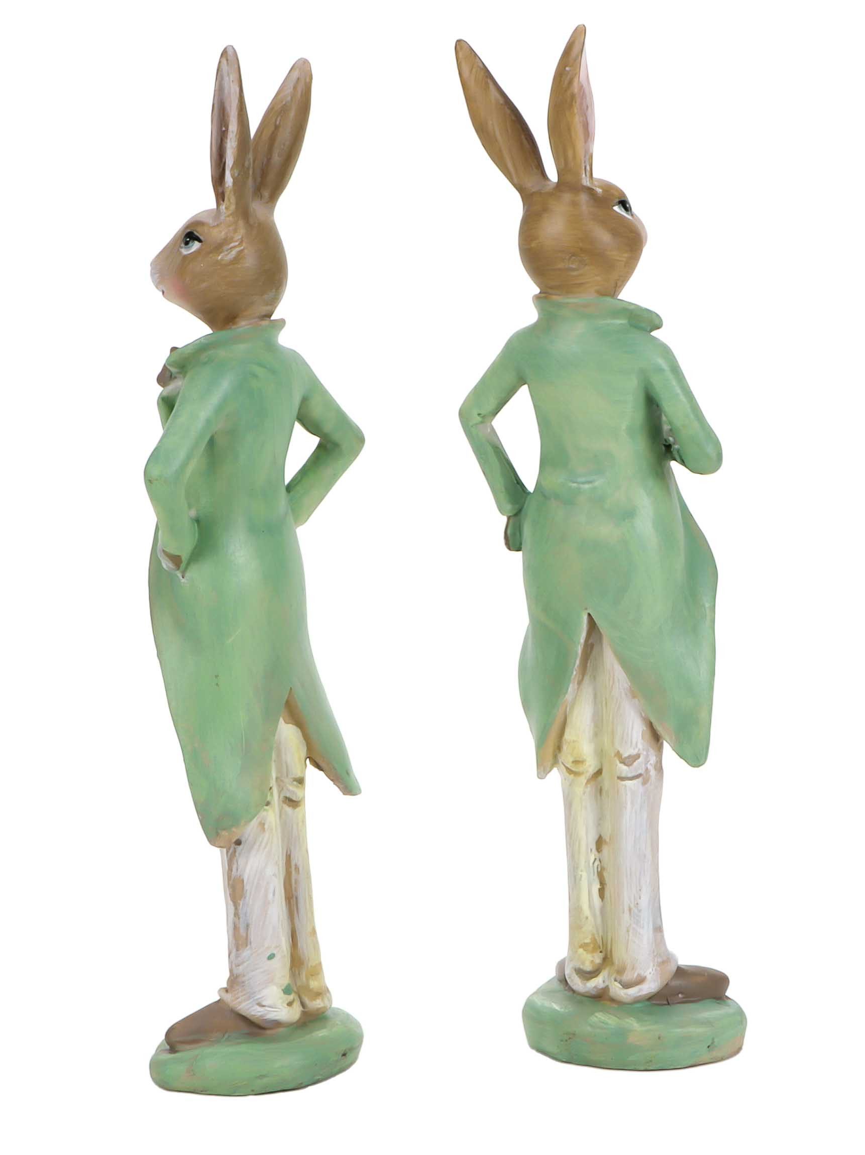 Bubble-Store Osterhase Hase (Oster Deko Figur, 2 St., Osterhasen aus Kunstharz), Hasenfigur 2er-Set Hasen im Anzug