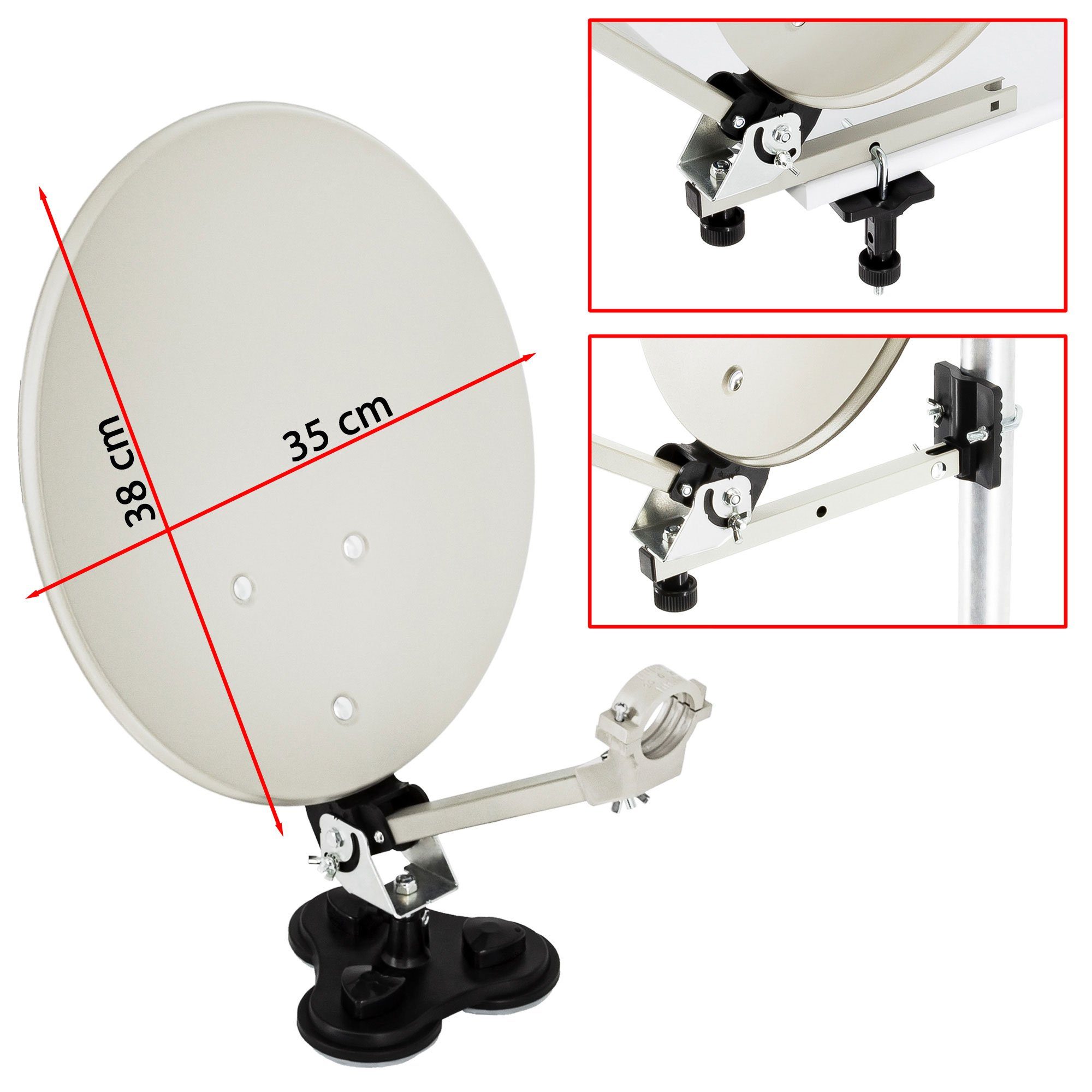 PremiumX Camping SAT Anlage Antenne Standfuß Masthalter Tischhalter im Koffer SAT-Antenne – Bild 5 von 5