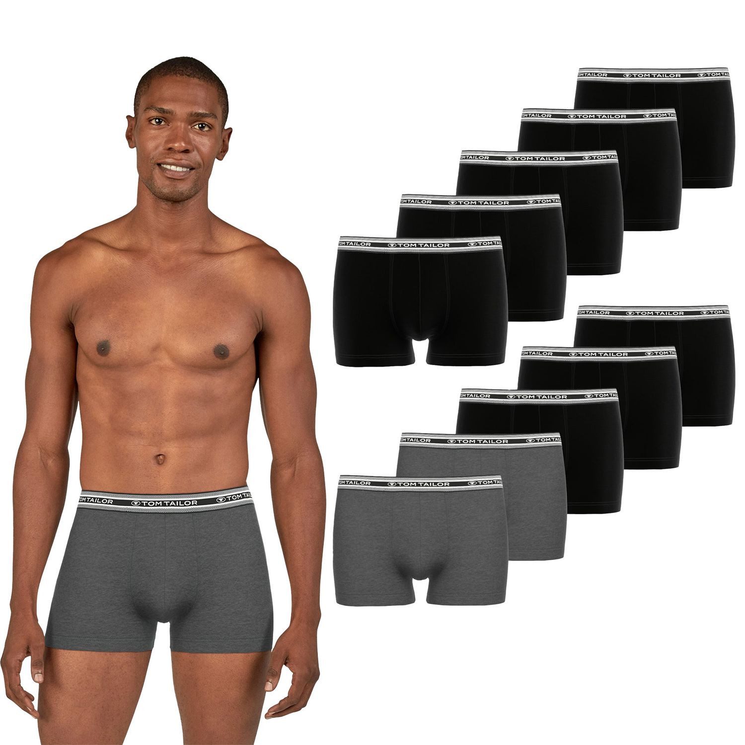 TOM TAILOR Boxershorts Stretch Cotton Webgummibund mit Logo, Stretch Cotton, im 5er Pack