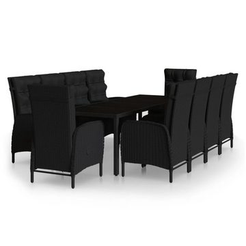 DOTMALL Garten-Essgruppe Polyrattan Sofa Set,(11-tlg),10 Sessel,Rückenlehne verstellbar,Tisch
