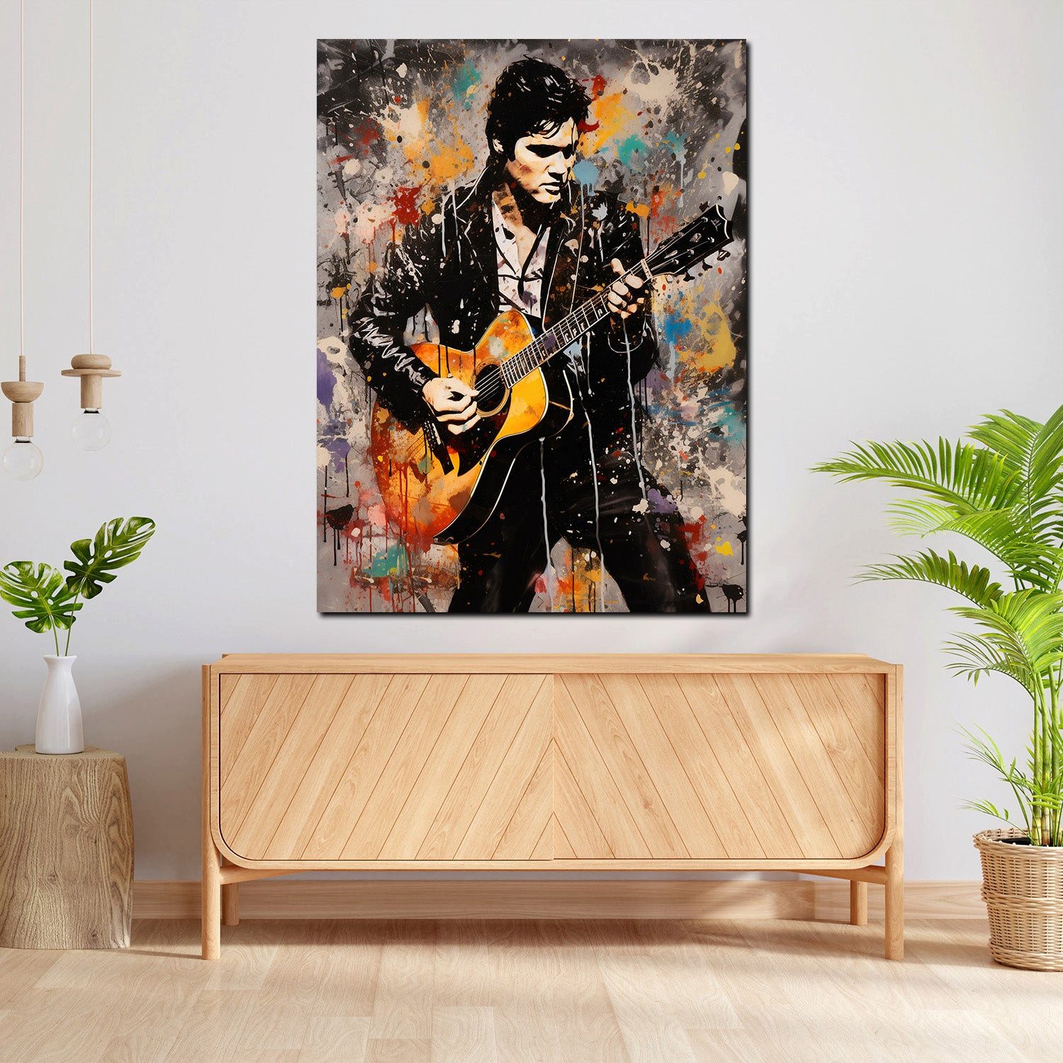 Artedinoi Leinwandbild Rockstar Gitarre Pop Art Musiker Wandbild Leinwandbild Kunstdruck XL D, Rockstar mit Gitarre