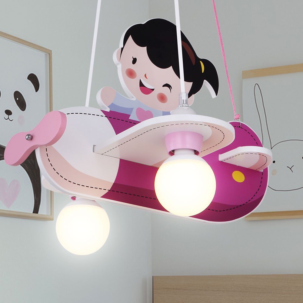 inklusive, Globo Hängeleuchte Kinderleuchte Flugzeug nicht Leuchtmittel hängend Dekolicht, pink Kinderzimmer