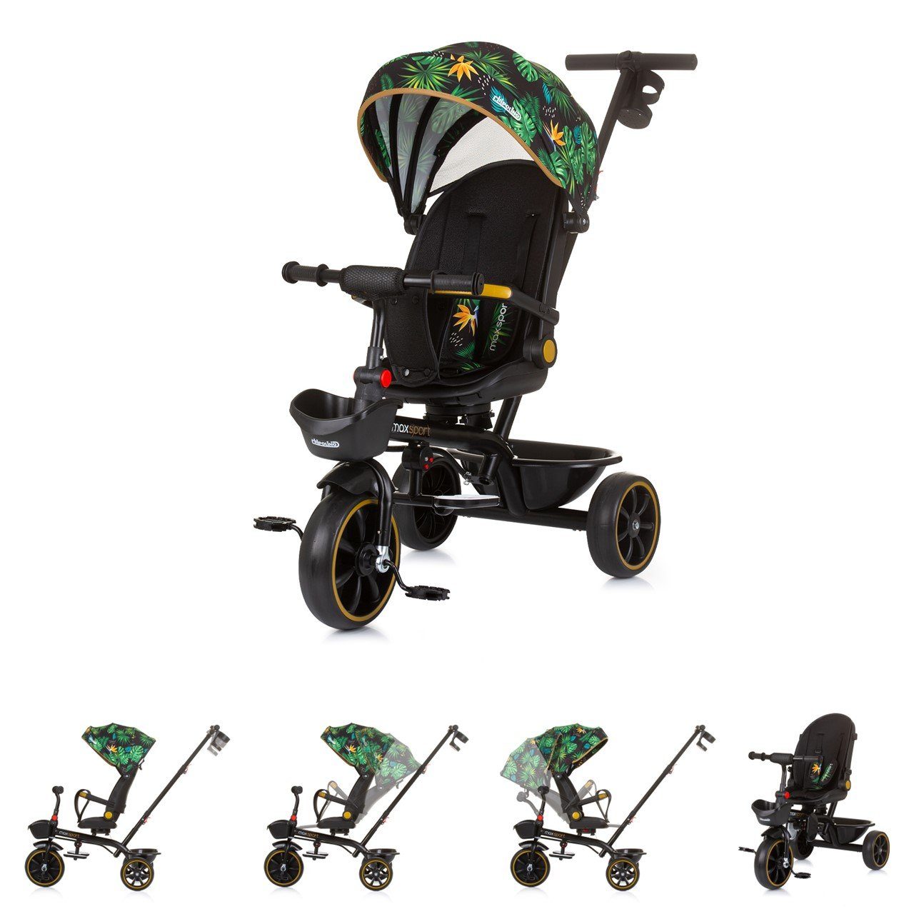 Chipolino Dreirad Tricycle Max Sport 2 in 1, Dreirad, Becherhalter, Sitz umkehrbar, Korb