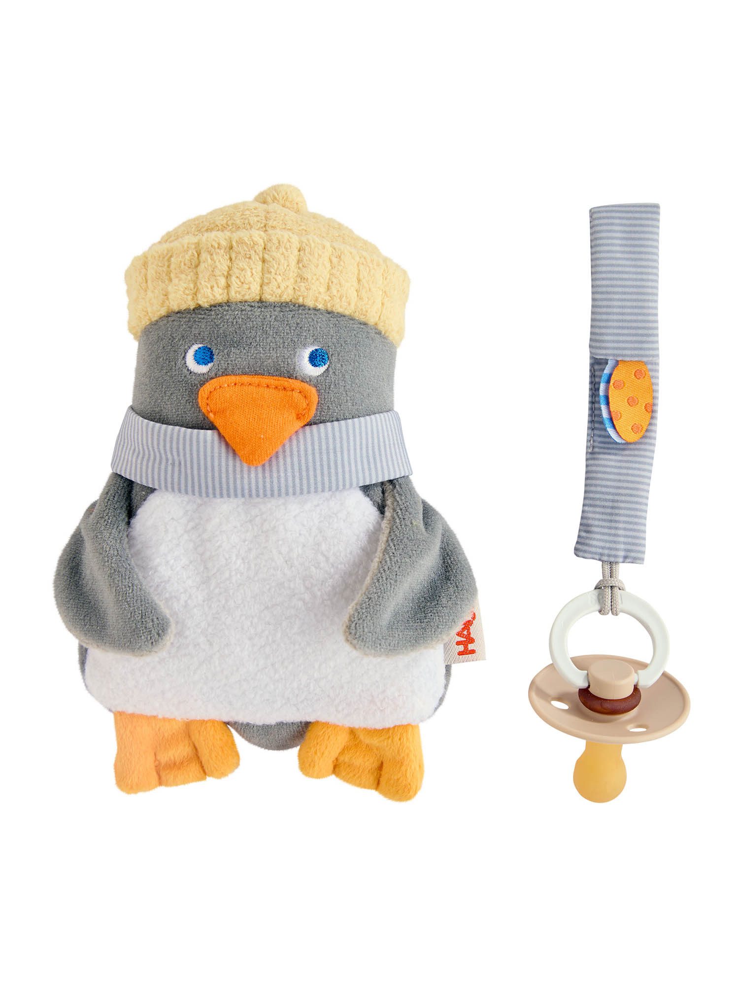 Haba Greifspielzeug Schnullertier Pinguin, Baby Greifling, Greifrassel, Motorikspielzeug