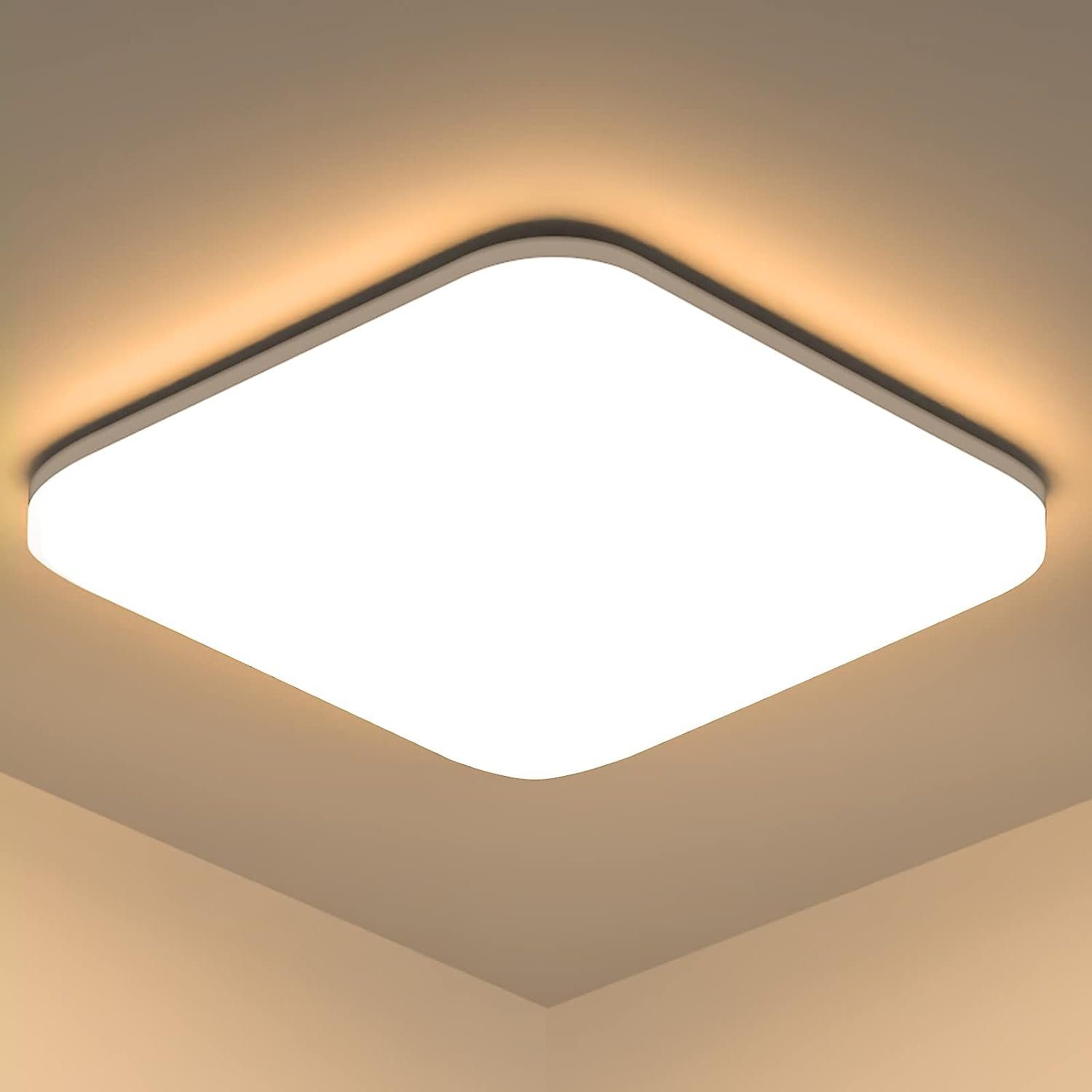 Daskoo Deckenleuchten 18W 1600LM IP54 LED Deckenlampe Wohnzimmer 22 x 22 cm, LED wechselbar, Warmweiß, Kaltweiß, LED Deckenleuchte