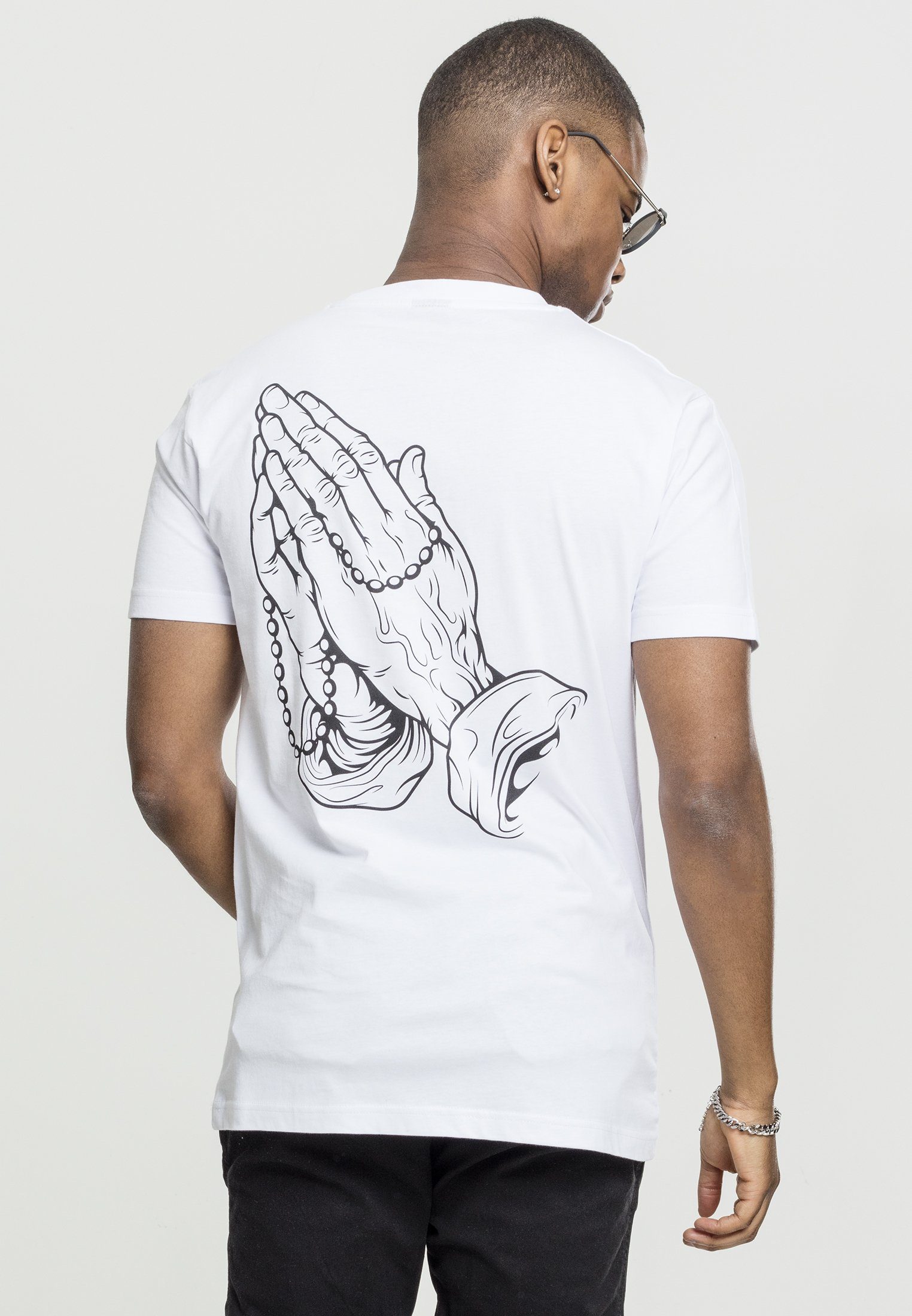 Mister Tee MisterTee T-Shirt Herren (1-tlg) Pray Tee white Pray Hands Hands MT630