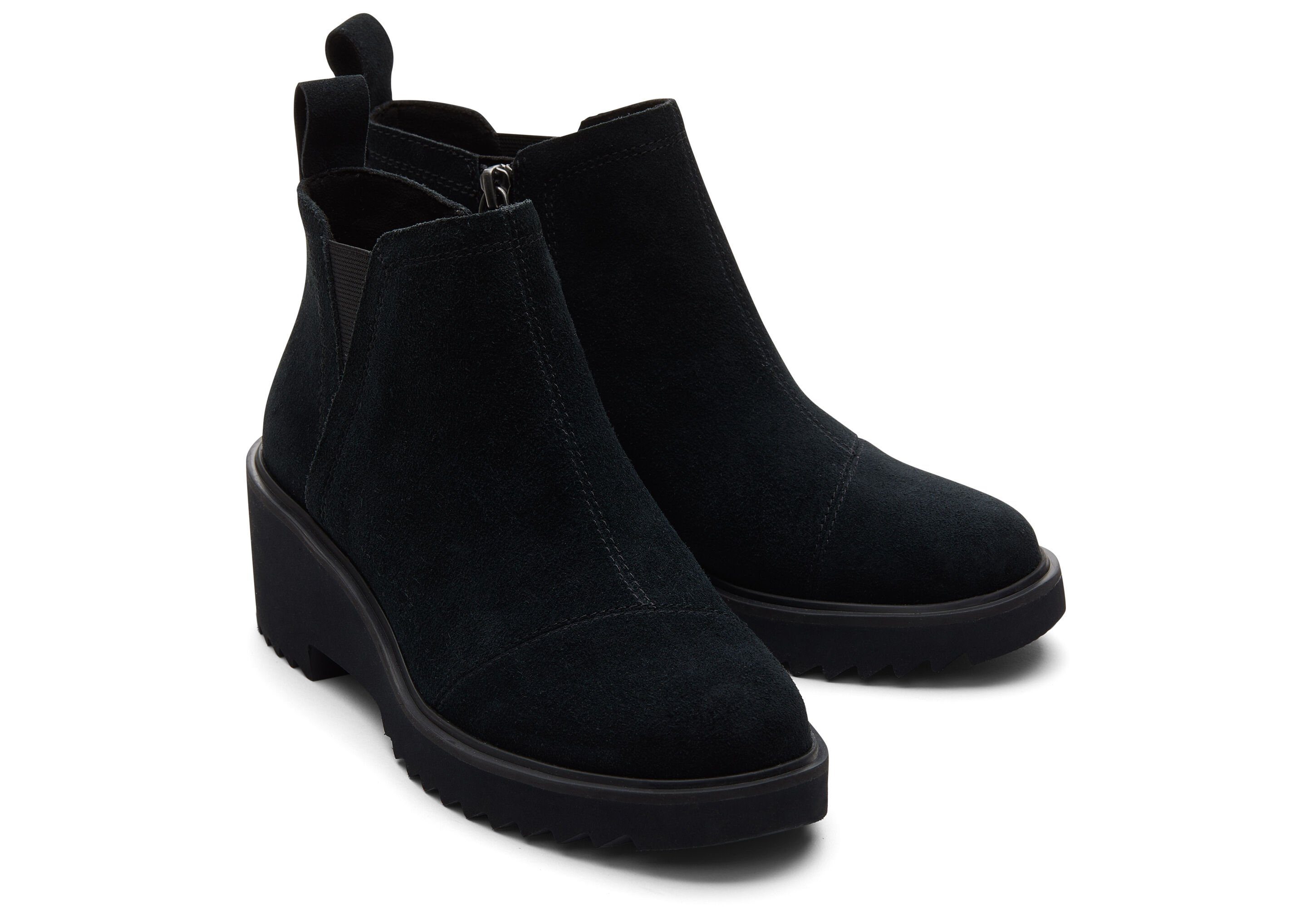 TOMS Maude Black Suede Wedge Boot Chelseaboots