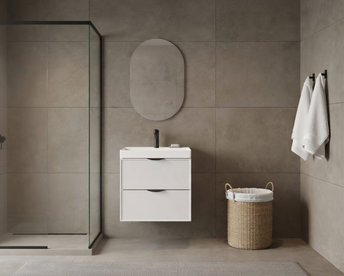 welltime Waschtisch FLOW SIMPLE mit Waschbecken, Breite 60 oder 80cm, modernes Design, Schrank mit 2 Schubladen, Soft-Close-Function, in 2 Breiten erhältlich