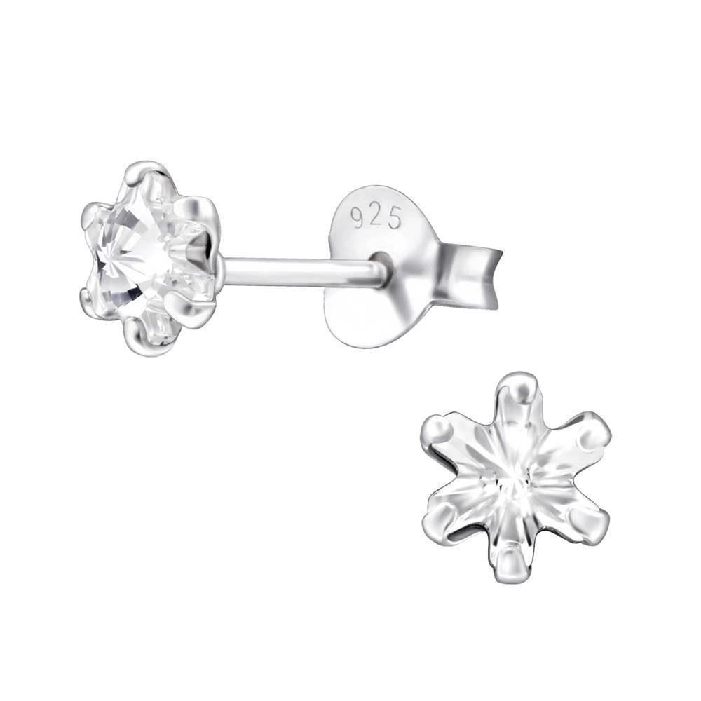 BUNGSA Ohrring-Set Ohrstecker Stern mit Kristallen aus 925 Silber Damen (1 Paar (2 Stück), 2-tlg), Ohrschmuck Ohrringe