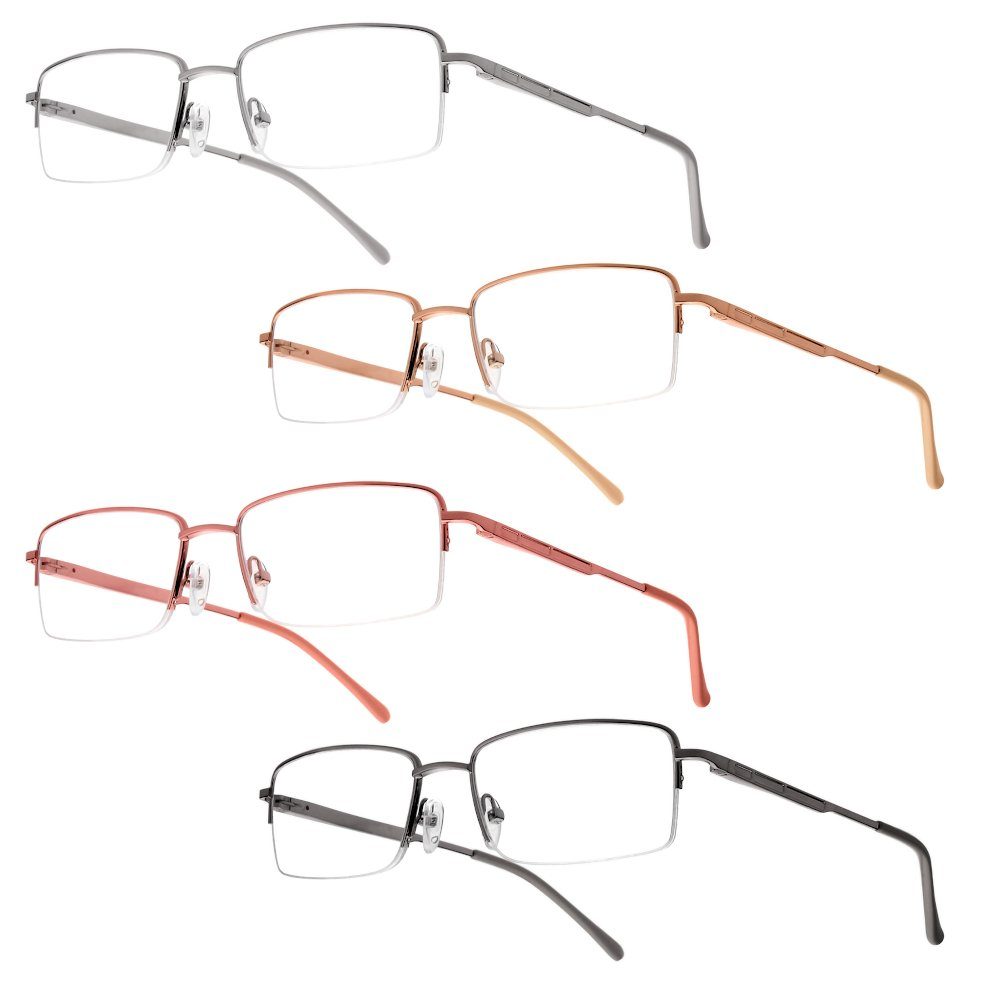 UrbanSky Lesebrille „Warrick“, 4er-Pack – Halbrand Metall, verschiedene Farben