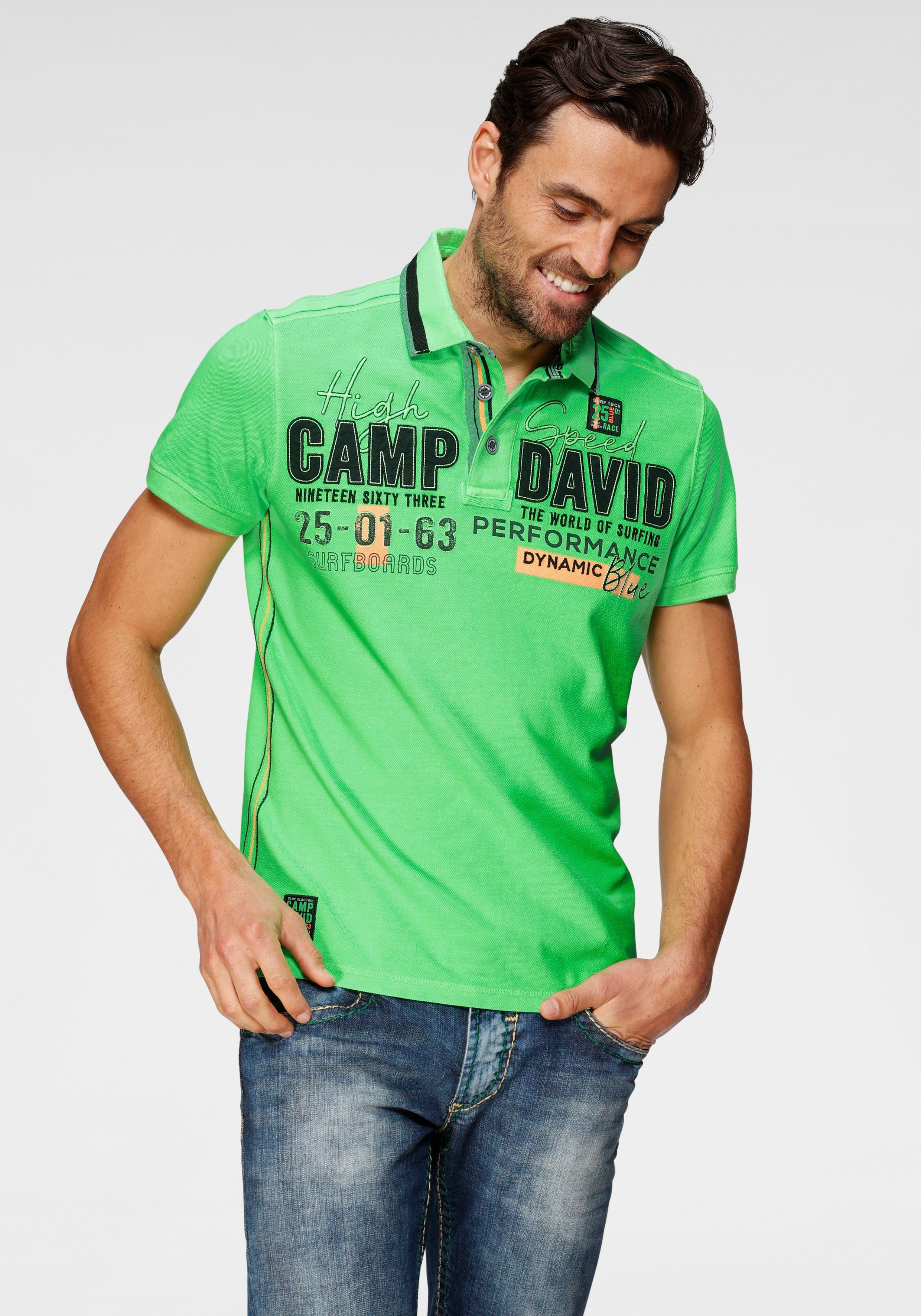 CAMP DAVID Poloshirt mit Logrofrontprint, Poloshirt von Camp David online  kaufen | OTTO
