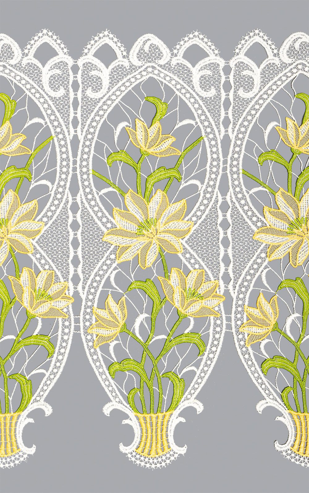 Plauener Spitze® Scheibengardine Blumenpracht (1 St), transparent, HxB 30x49.5cm