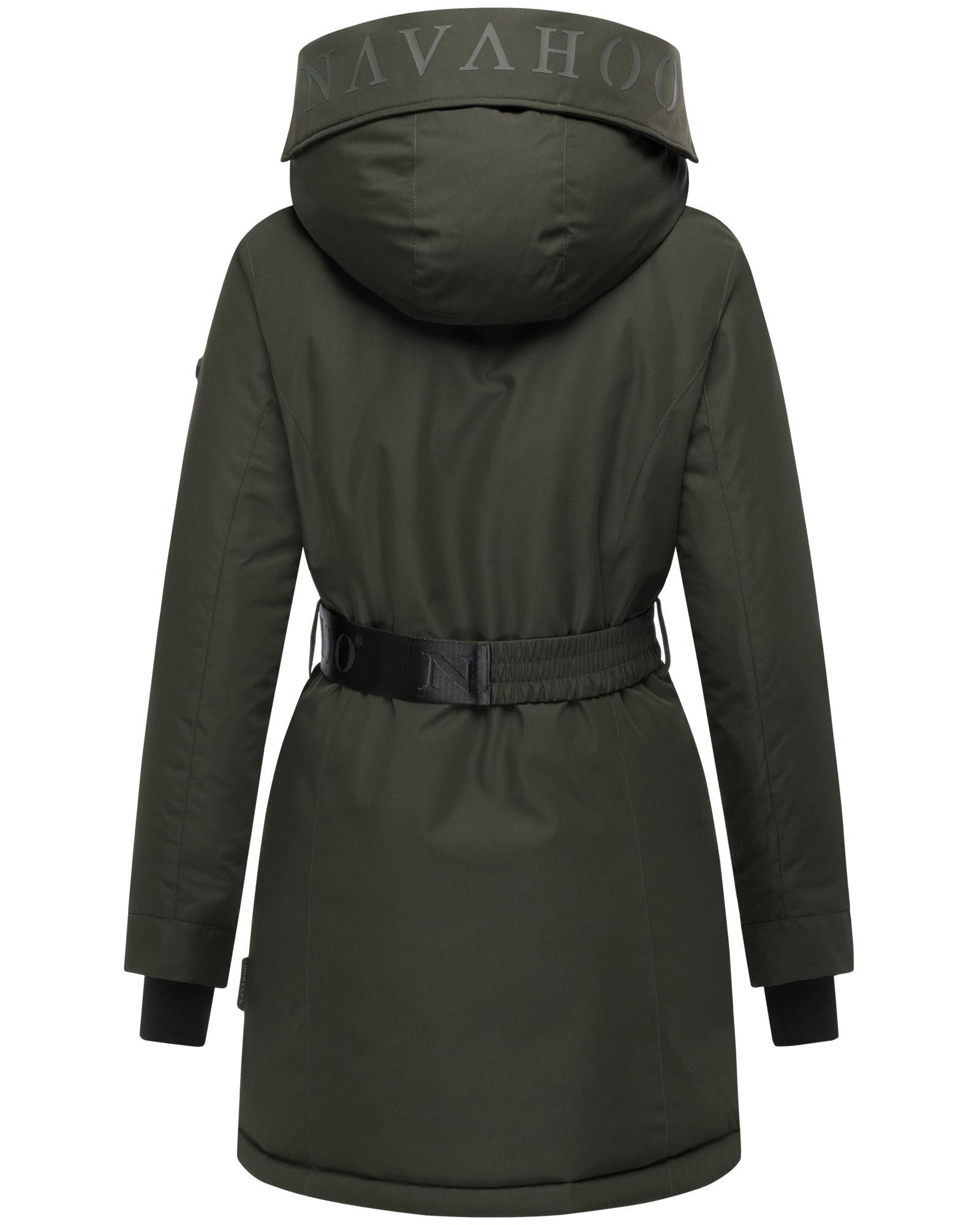 Navahoo Wintermantel Frostkuss 14 Warmer Damen Mantel mit abnehmbarer Kapuze und Taillengürtel