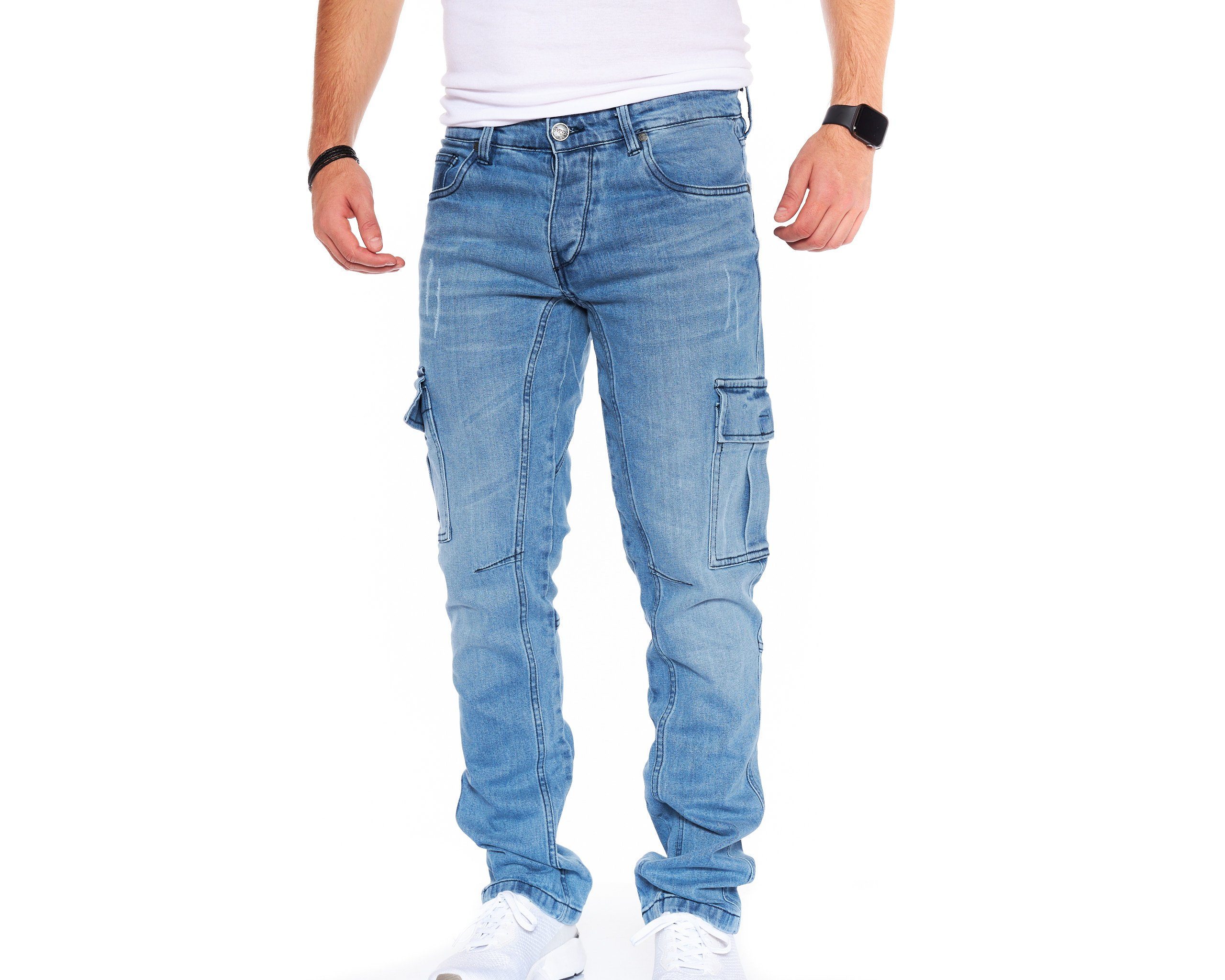 Styleko Cargohose 8003 Herren Cargohose Cargo Jeans Hose für Männer Jungen Regular Denim