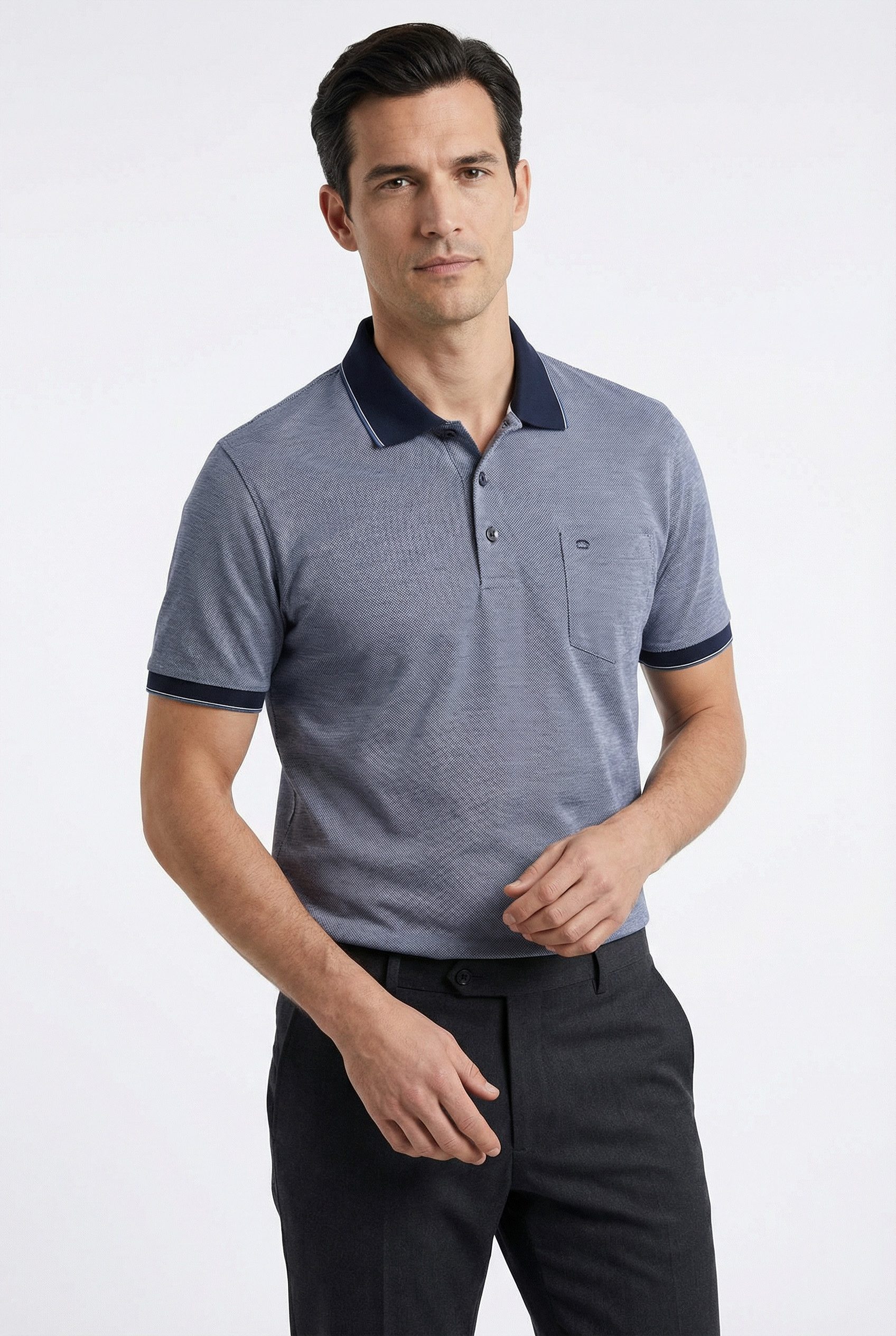 OLYMP Poloshirt Casual Two-Tone Piqué, Seitenschlitzen im Saum günstig online kaufen