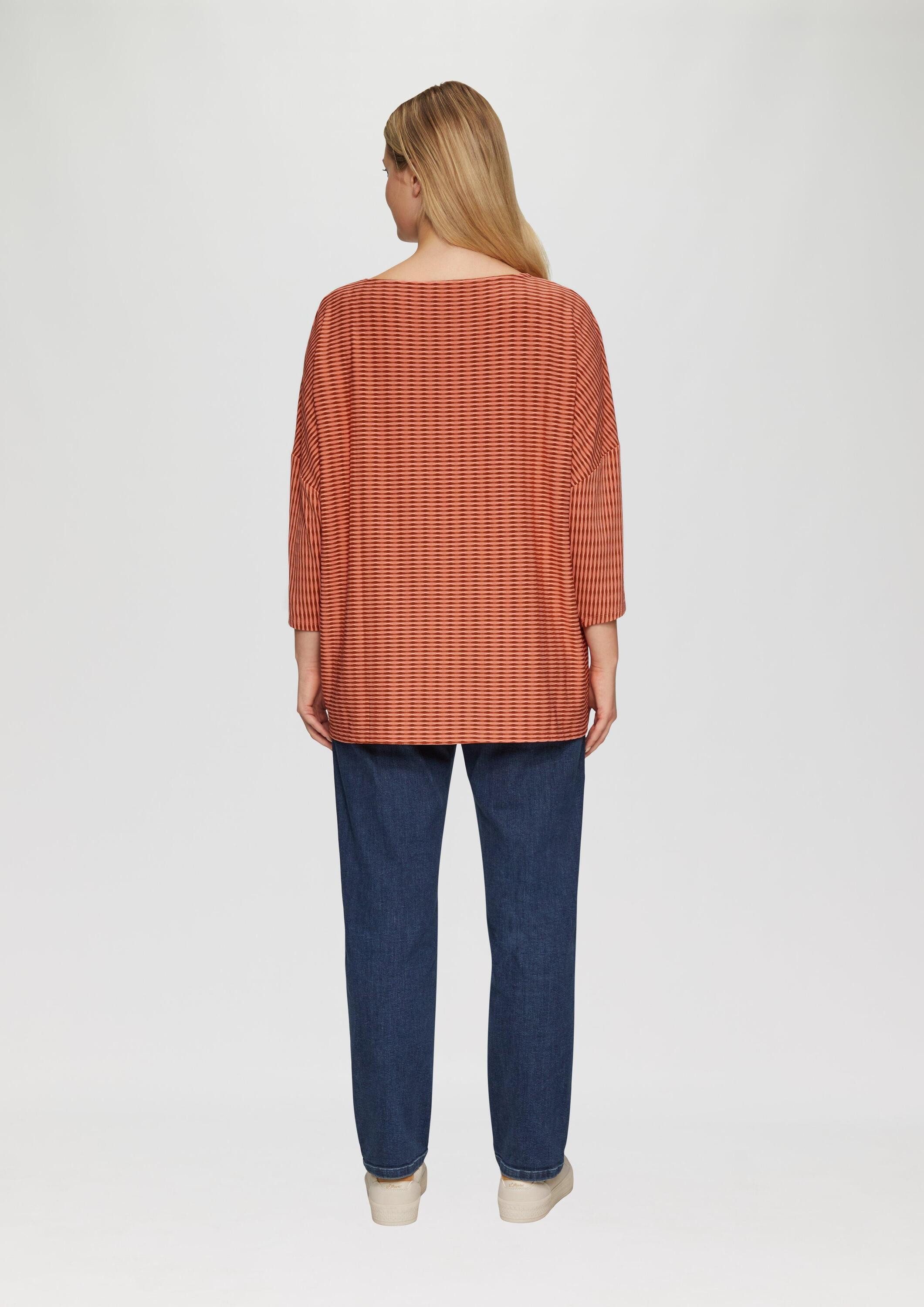 s.Oliver 3/4-Arm-Shirt T-Shirt Strukturiertes Shirt mit Fledermausärmeln