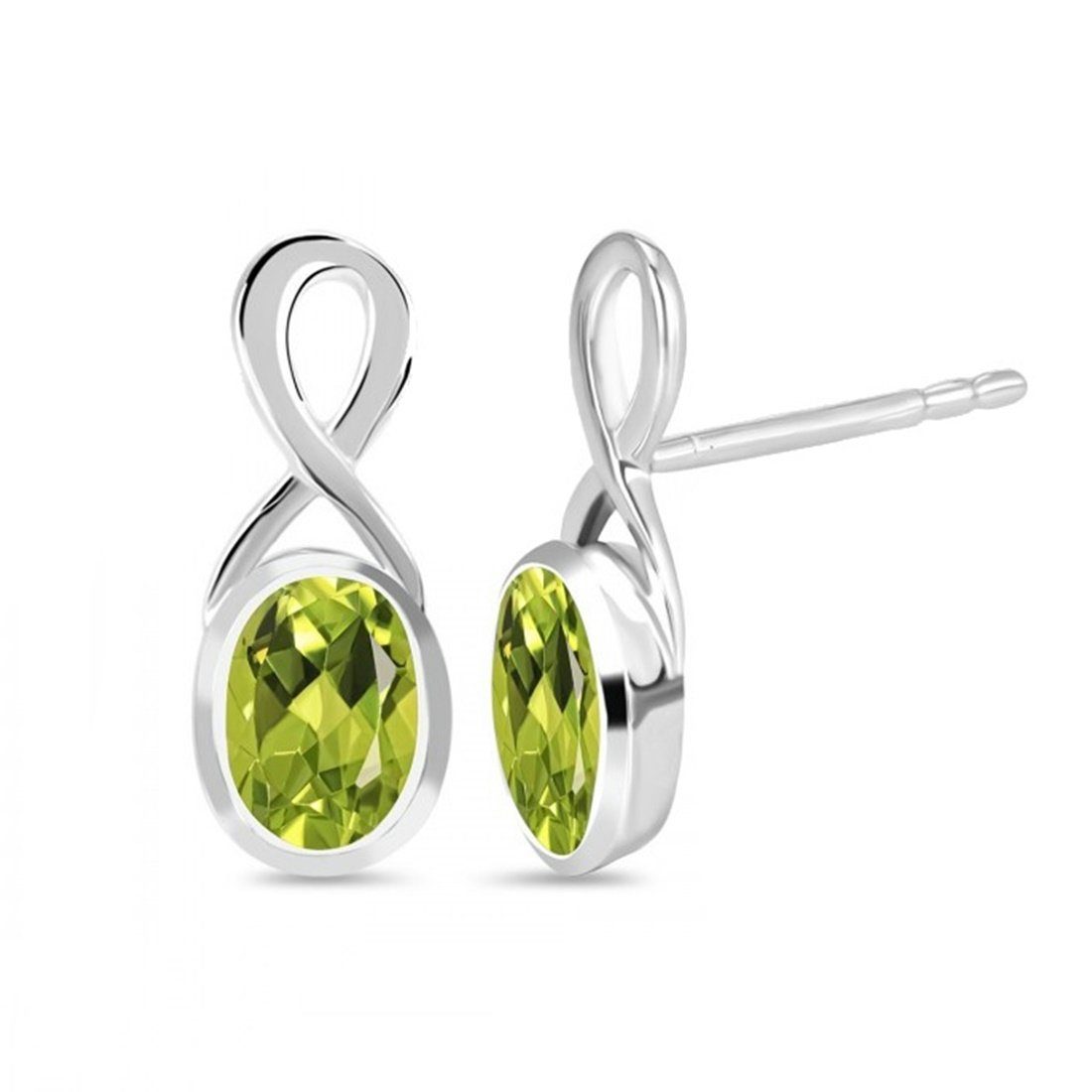 Goldene Hufeisen für echter 925 Edelsteinschmuck Peridot Unendlichkeit Ohrstecker mit Edelsteine, Paar Damen Silber Ohrstecker