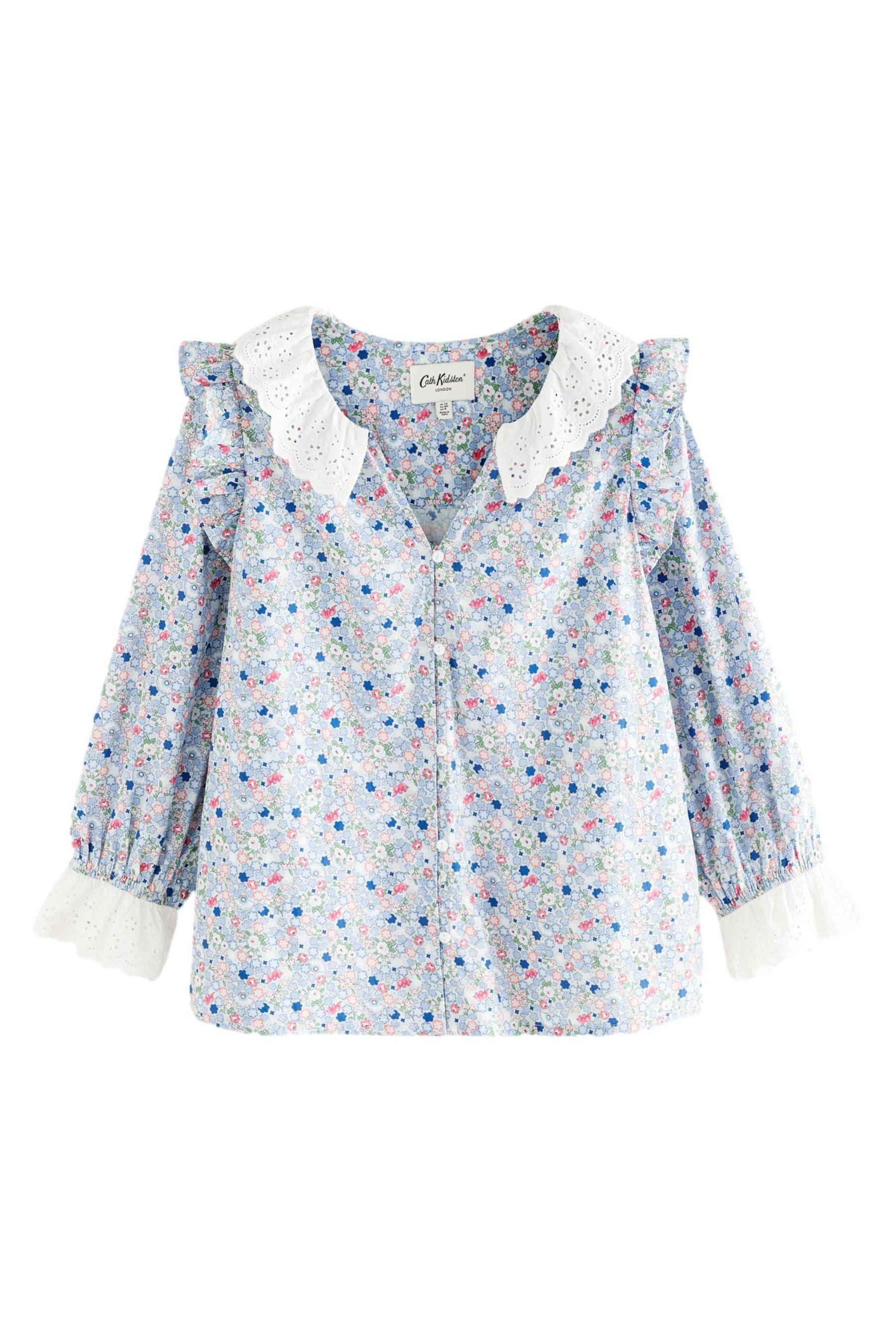 Langarmbluse Cath Kidston Bluse mit Lochstickerei, Baumwolle