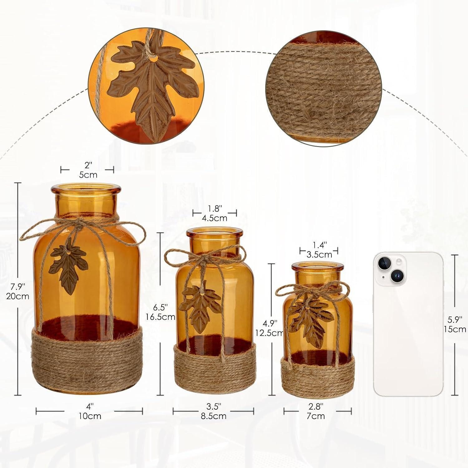 LuxusKollektion Dekovase Glasvase zylindrisch boho Tischvase Blumenvasen 3 Größe Orange