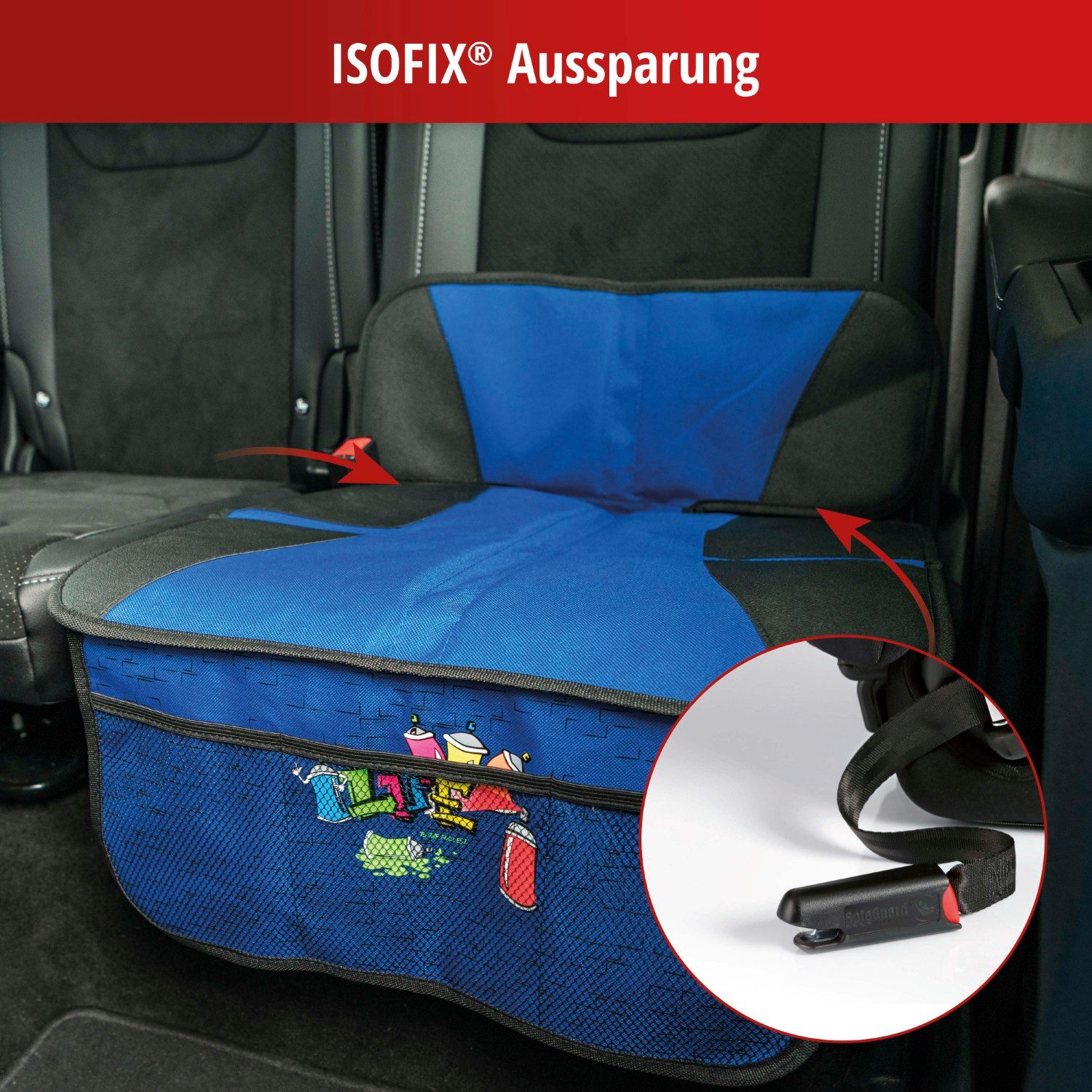 WALSER Kindersitzunterlage Schutz-Unterlage Schon-Bezug Kindersitz Graffiti, Set, 1-tlg., 1x Unterlage für Kindersitz, Auto Sitz-Schoner KFZ Autositz-Auflage Ne – Bild 5 von 5