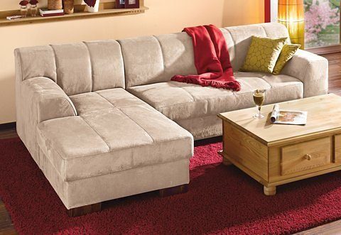 Home affaire Ecksofa Falk klare Linien, elegant und zeitlos, L-Form, mit Federkern und wahlweise mit Bettfunktion