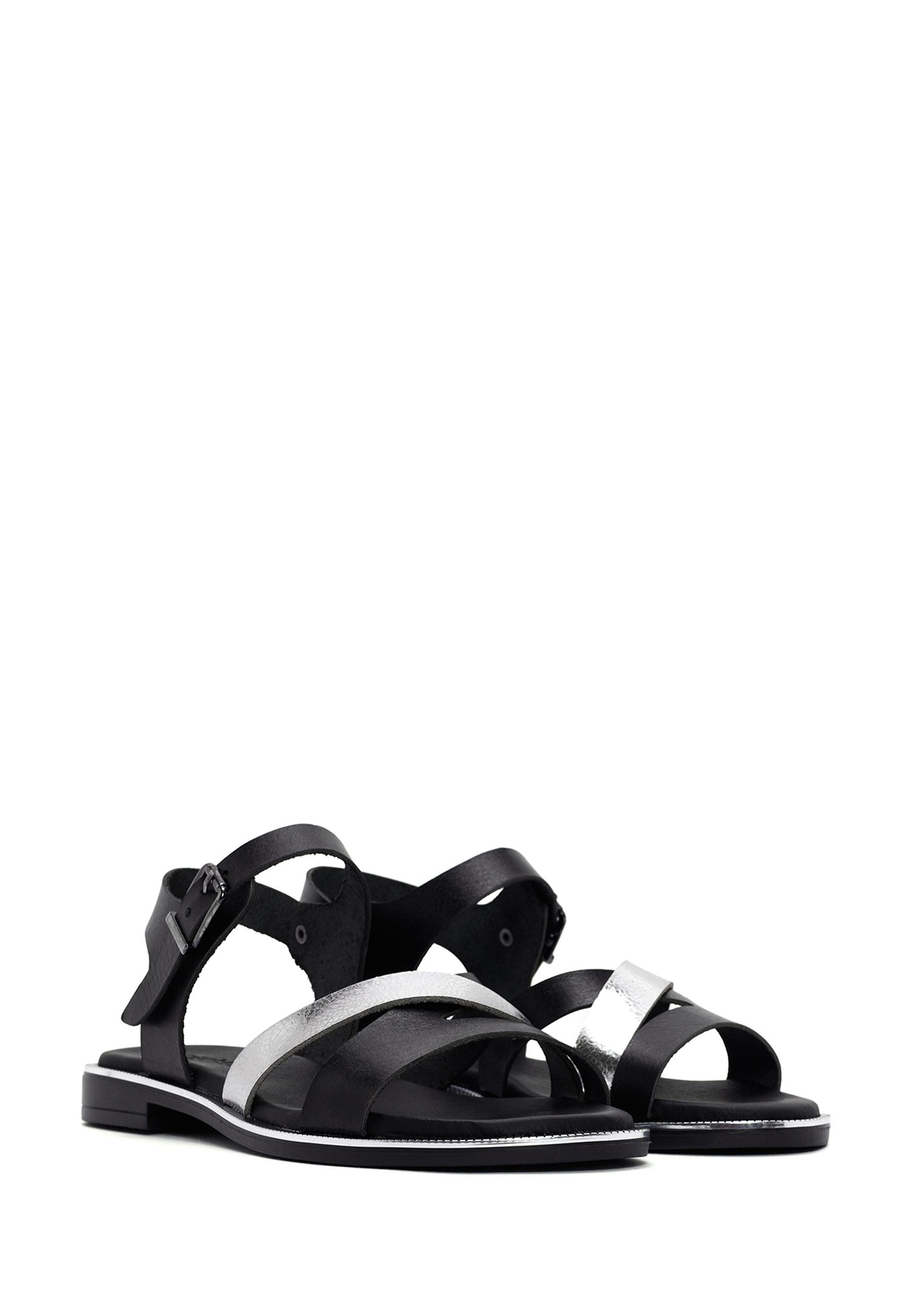 Derimod Sandalen aus Leder Sandale Echtleder, TPU-Sohle, Knöchelriemen, Flaches Profil