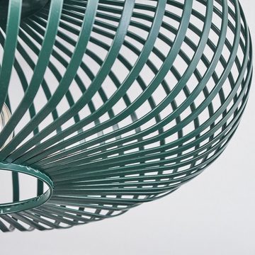 hofstein Deckenleuchte runde Deckenlampe aus Metall in Grün, ohne Leuchtmittel, Retro-mit Lichteffekt durch Gitter-Optik, Ø 40,5cm, E27-Fassung.