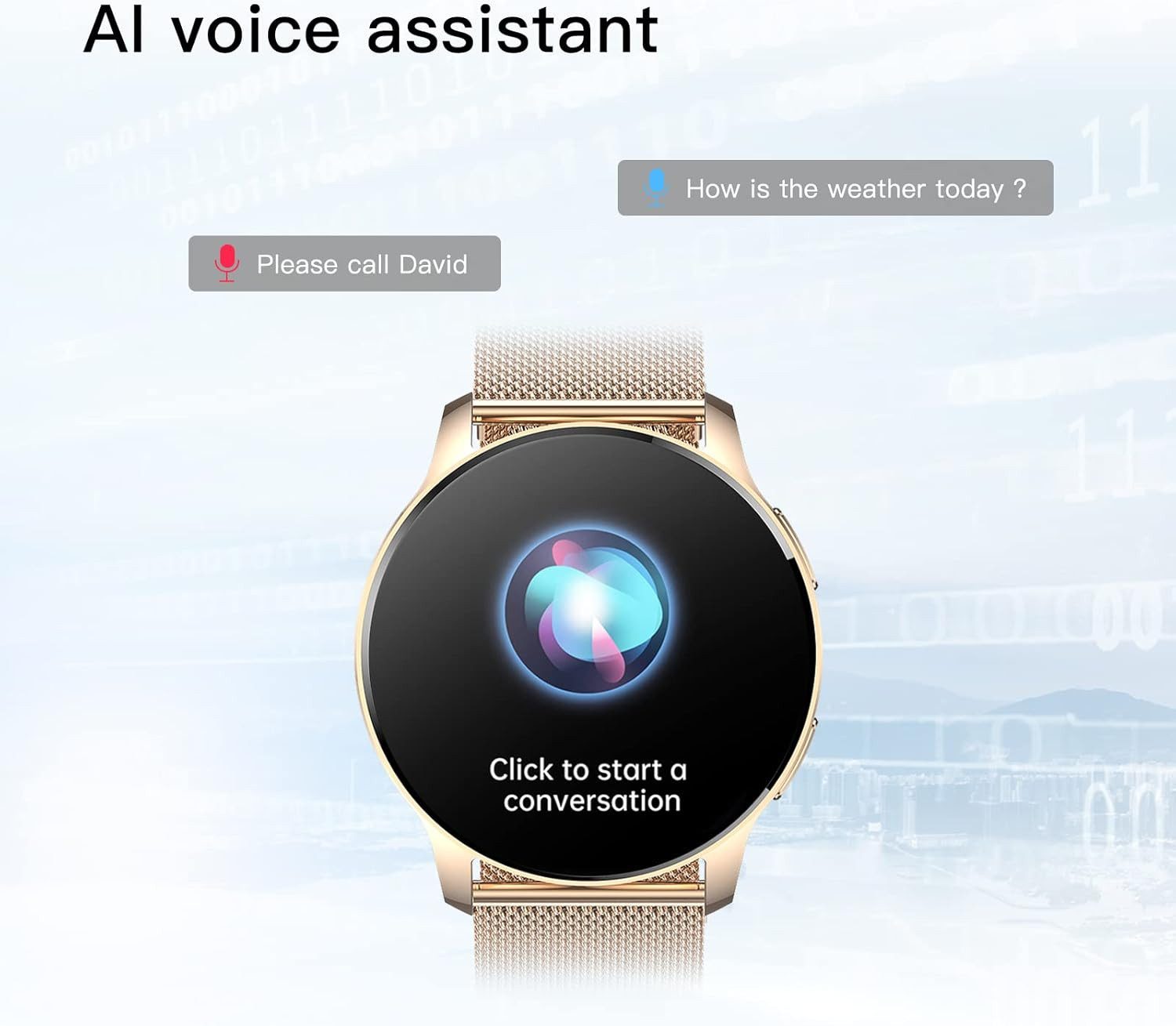 Krostming Smartwatch (3,5 cm, android ios), Damen Smartwatch mit Telefonfunktion, 1.32" HD Display