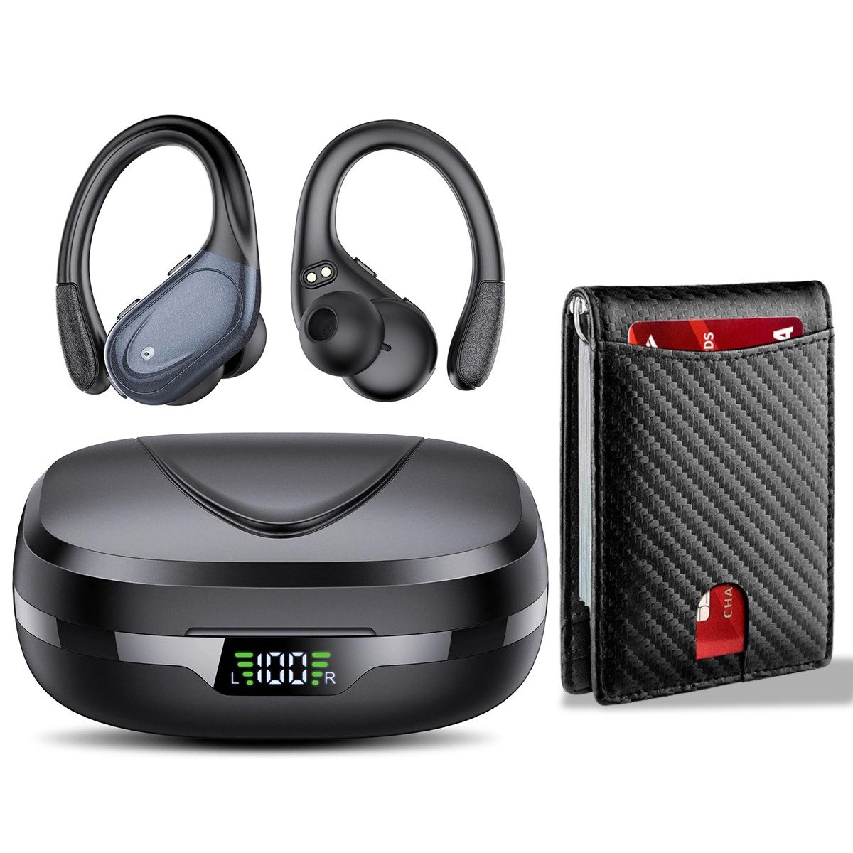 HYIEAR Ohrhörer,Kopfhörer,Kartenetui,Wireless In-Ear-Kopfhörer,Headset wireless In-Ear-Kopfhörer (Bluetooth, lange Akkulaufzeit, Sprachsteuerung, IPX5 Wasserdicht, Bluetooth 5.3)