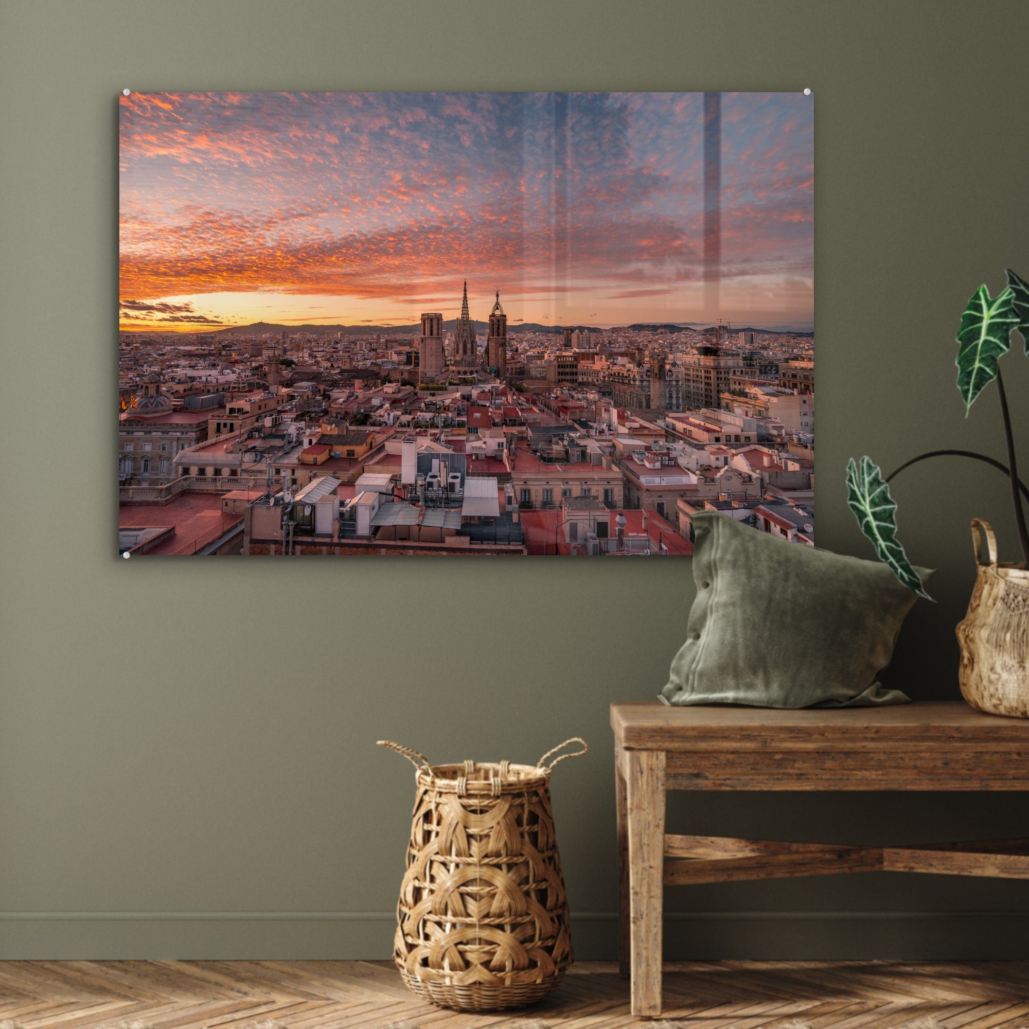 Luft Wohnzimmer & - Architektur Barcelona, Schlafzimmer MuchoWow St), - Acrylglasbild Acrylglasbilder (1