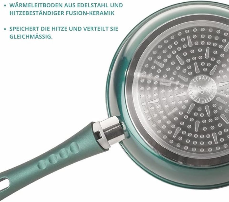 Genius Bratpfanne Cerafit Fusion Induktion Keramik Pfannen, Edelstahl (Set, 3 Bratpfannen Ø 28 cm 24cm 20 cm), Antihaft Beschichtung kratzfest Lotus Effekt