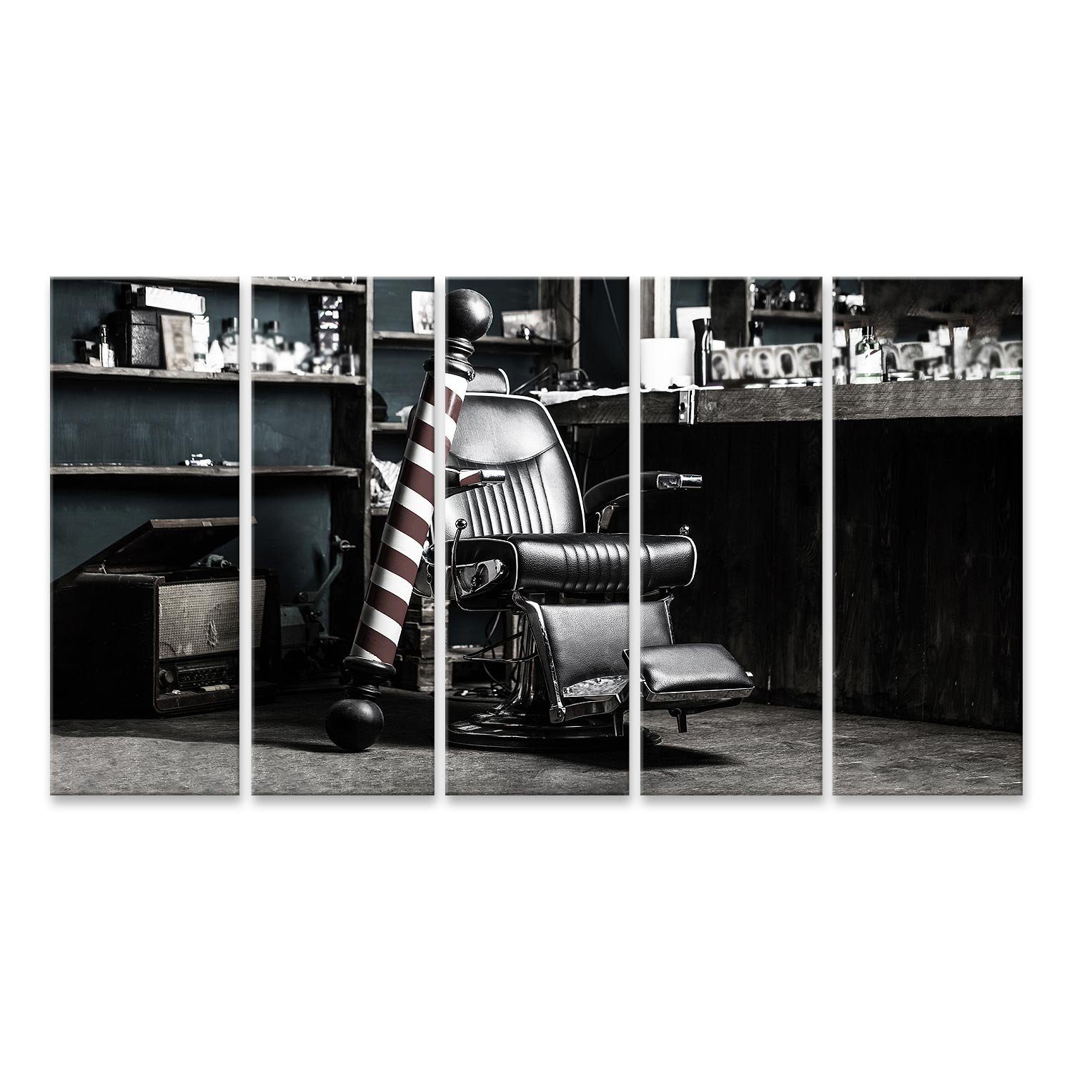 Leinwandbild Bild auf Leinwand Logo Barbershop Symbol Stylish Vintage Barber Chair