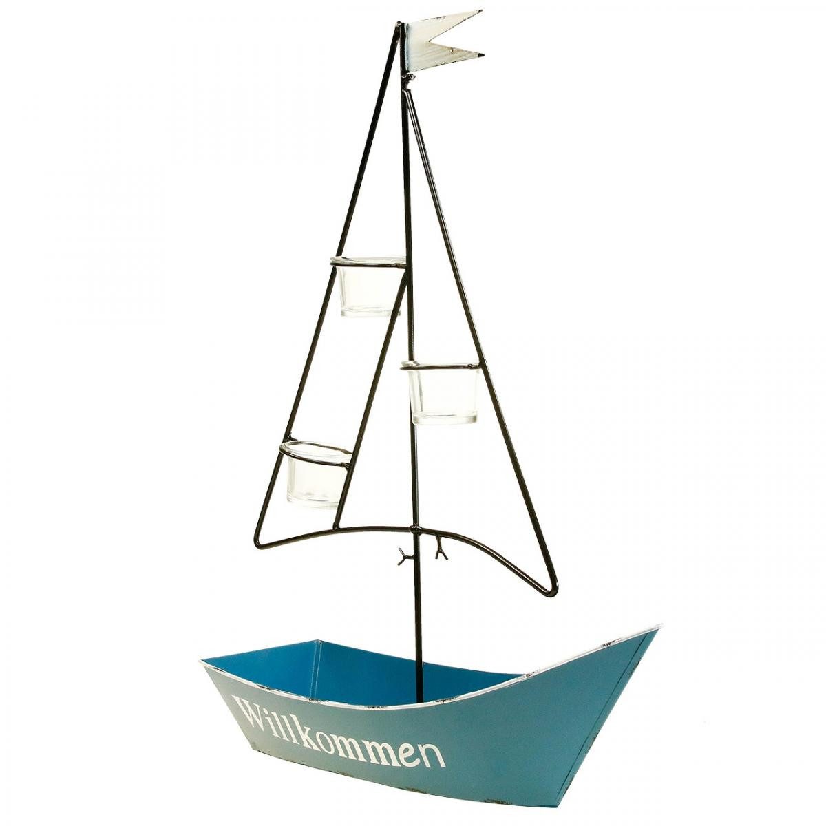 Viana Dekofigur Windlicht "Maritimes Flair" Metallschiff günstig online kaufen