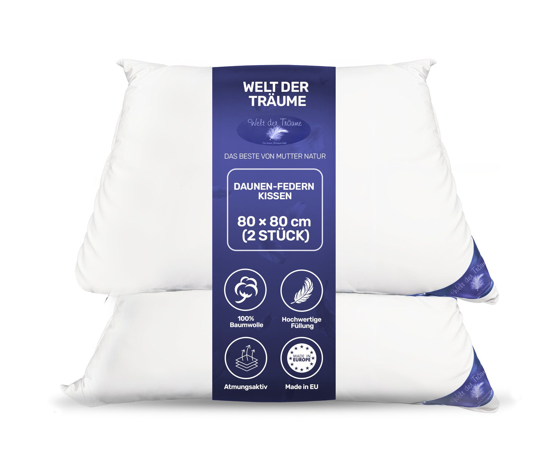 Welt der Träume Daunenkissen 2 Stück Daunenkissen Kopfkissen Kissen 40x40cm günstig online kaufen