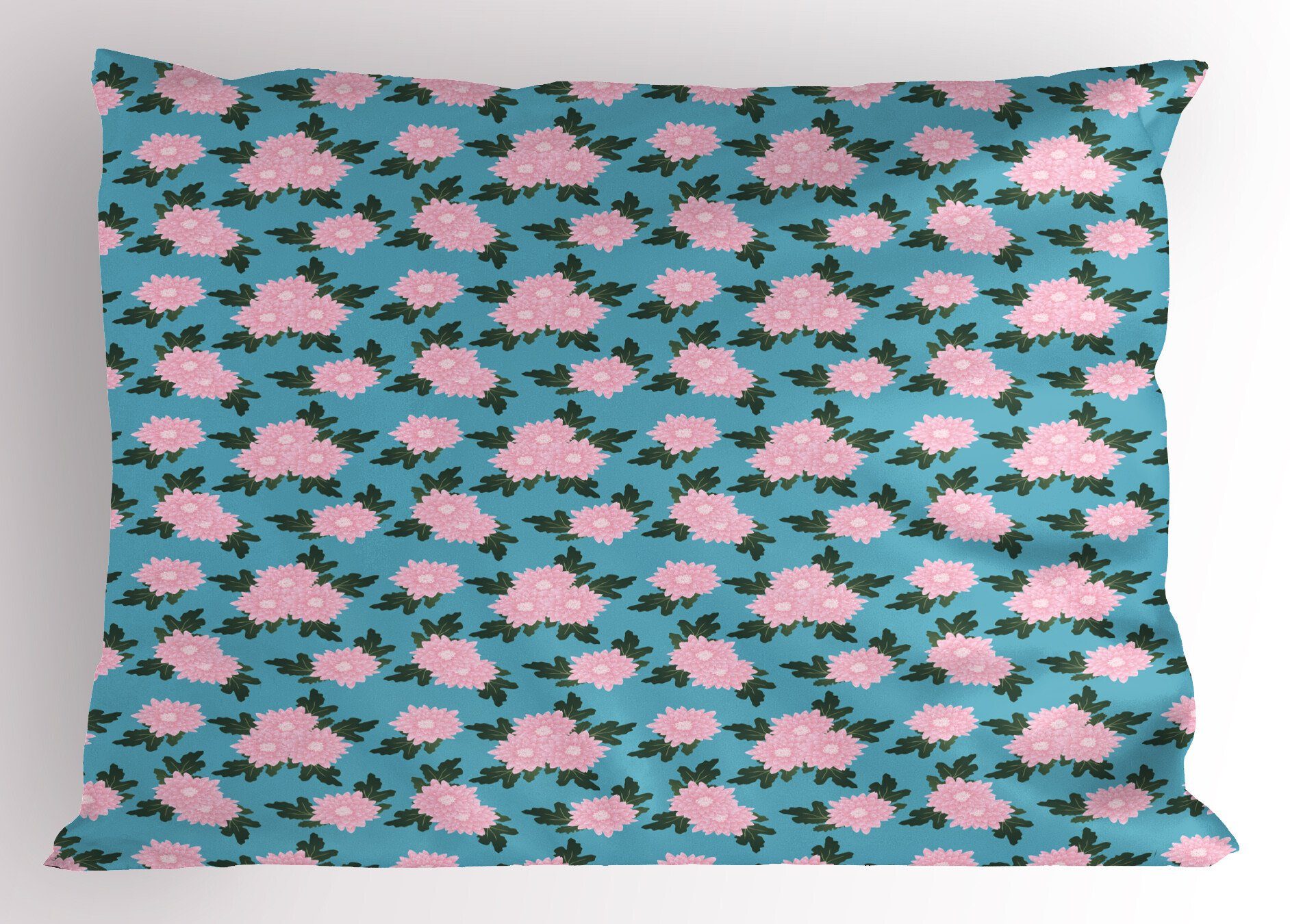 Kissenbezüge Dekorativer Standard King Size Pink Blau Gedruckter Abakuhaus Und (1 Chrysanthemen weiche Stück), Kissenbezug