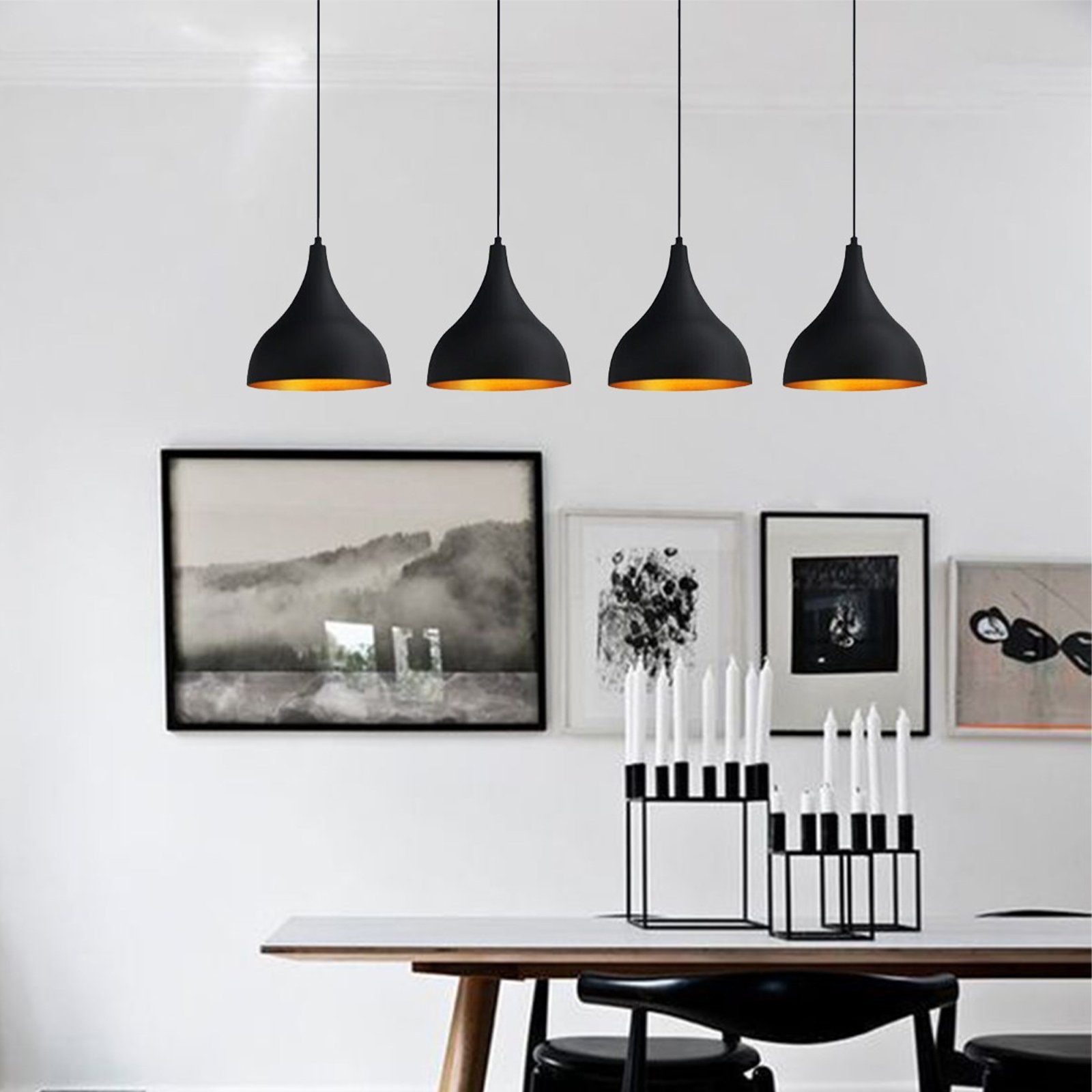 Bamyum Pendelleuchte Bamyum Pendelleuchte I Adash I Schwarz 4 Flammig Metall Ø 26 cm Lampe, ohne Leuchtmittel – Bild 4 von 5