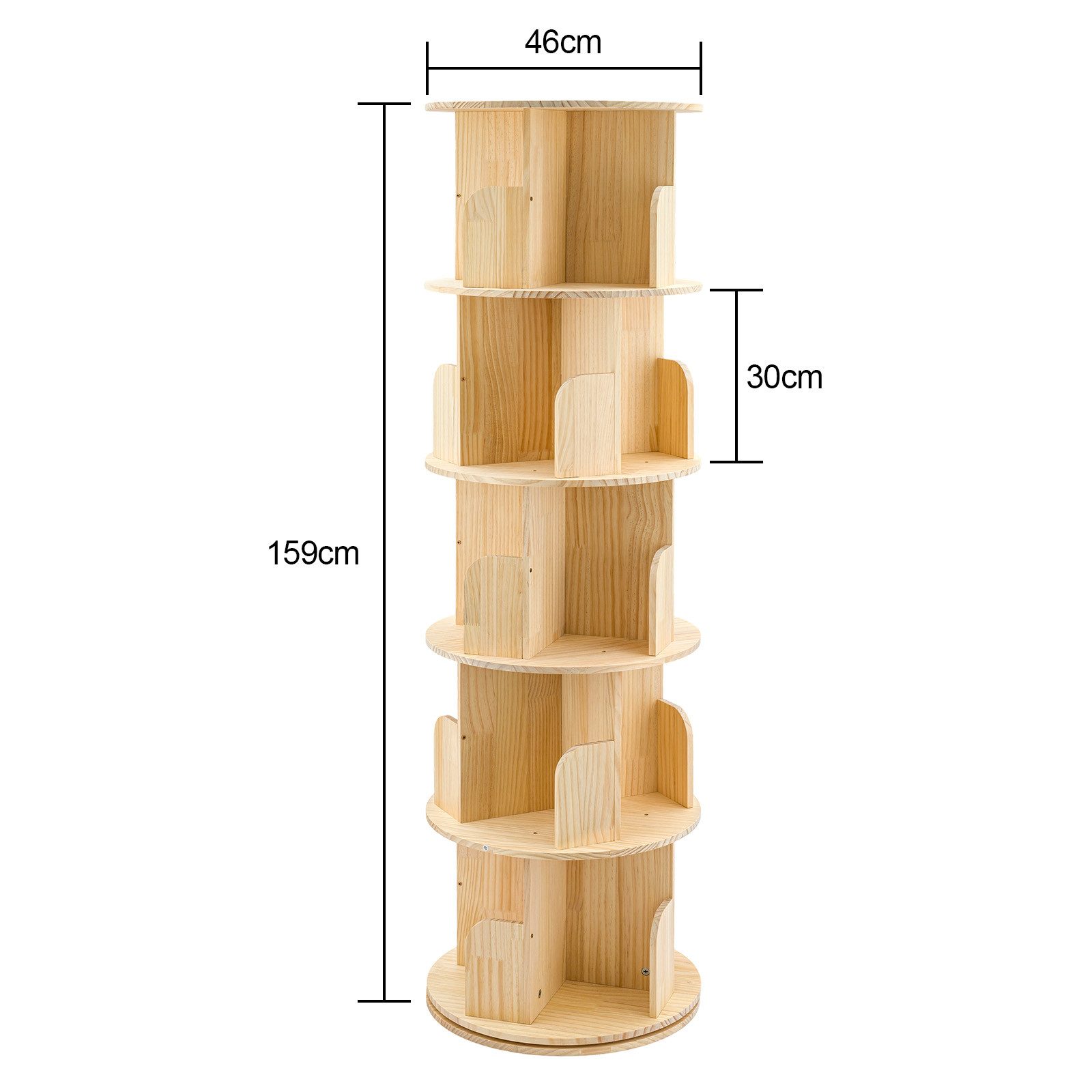 Youyijia Bücherregal 3/4/5-stöckig, Drehregal aus Kiefernholz günstig online kaufen