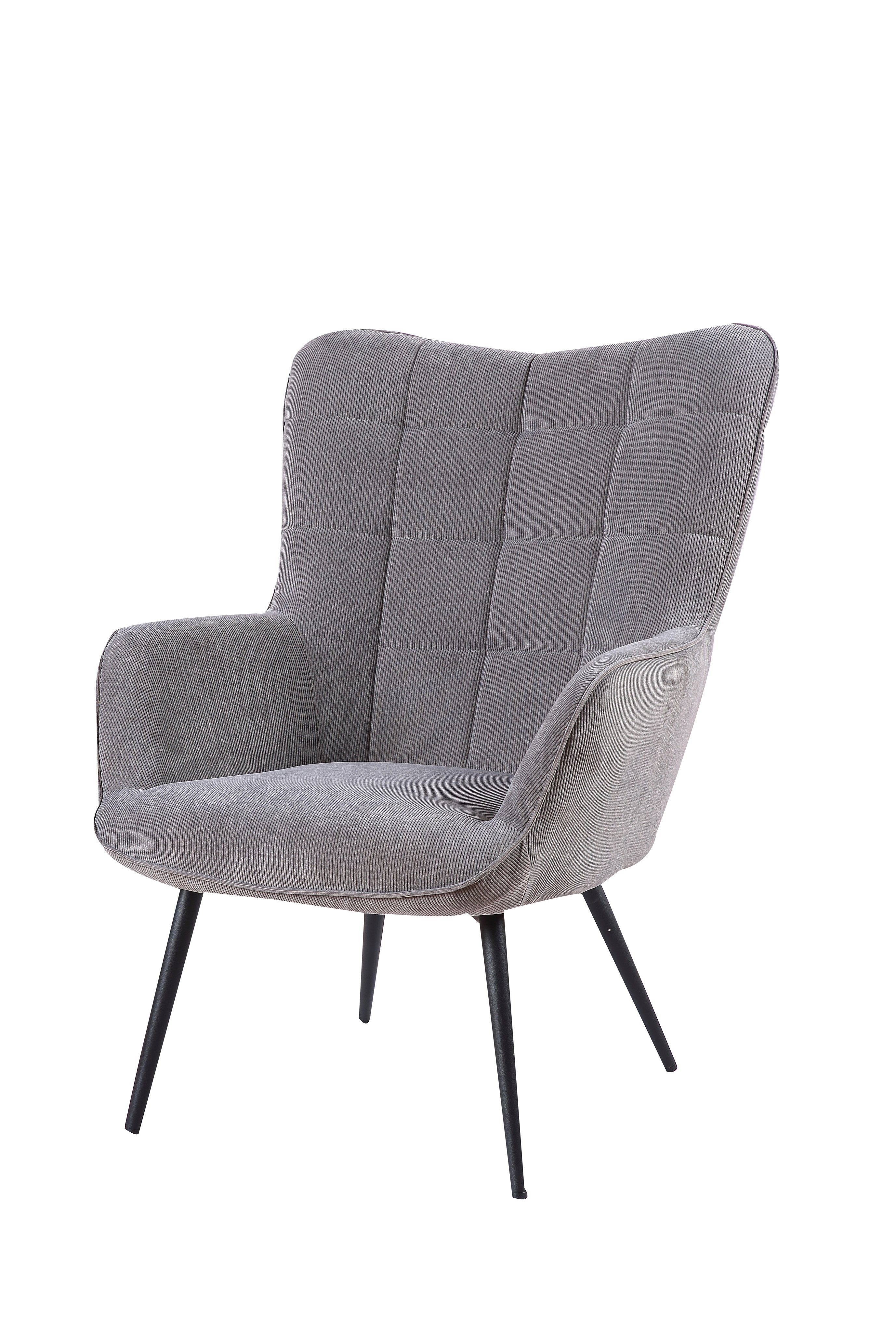 byLIVING Sessel Uta (Bezug: Samt, Webstoff, Cord, Grob-Cord, Bouclè / Farbe: dunkelgrün, sandfarben, grau, dunkelgrau, schwarz, off white), passender Hocker separat erhältlich