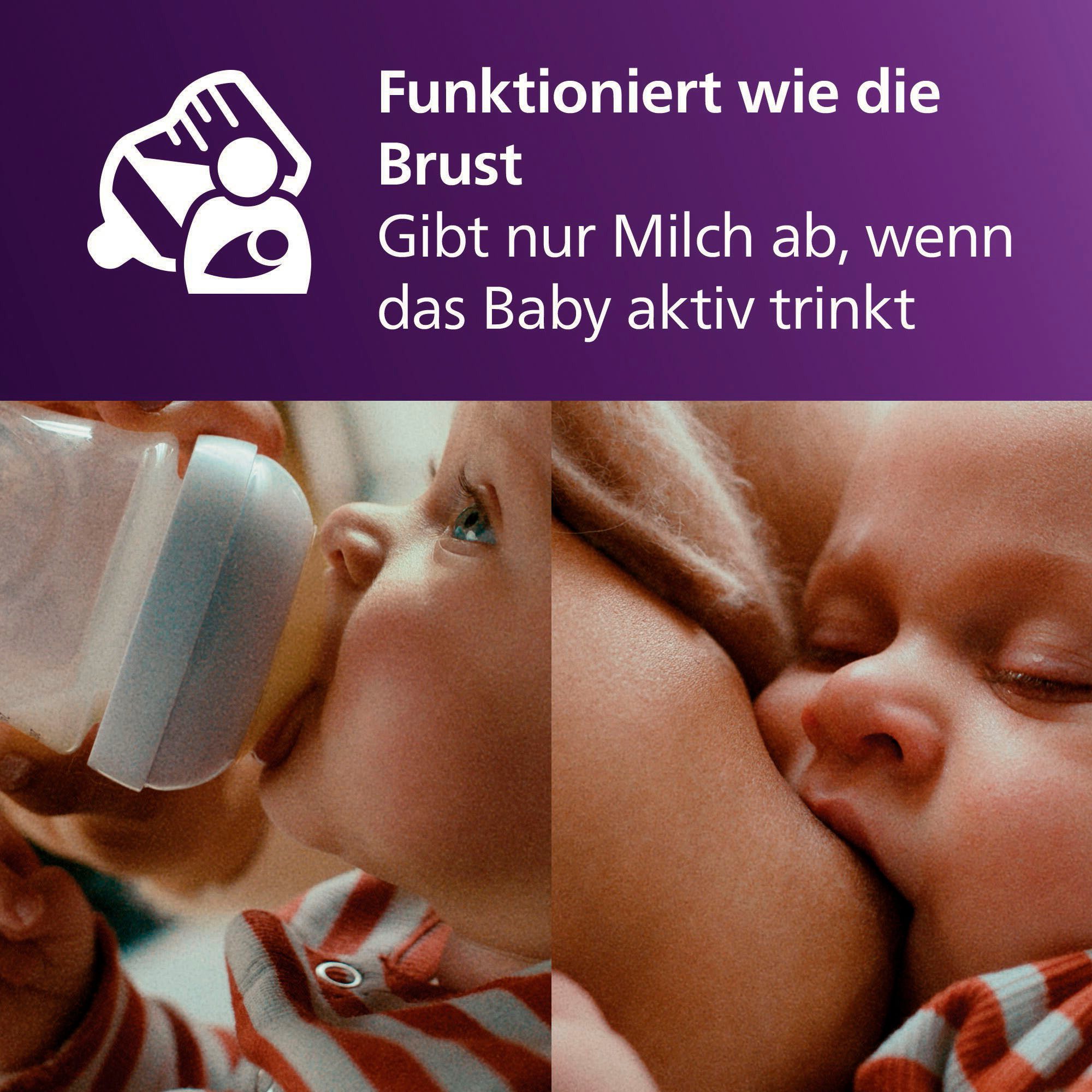 Philips AVENT Babyflasche Natural Response Babyflasche, 2er-Pack, langsame Durchflussrate