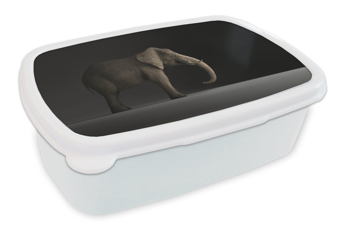 MuchoWow Lunchbox Elefant - Tiere - Licht, Kunststoff, (2-tlg), Brotbox für Kinder und Erwachsene, Brotdose, für Jungs und Mädchen weiß