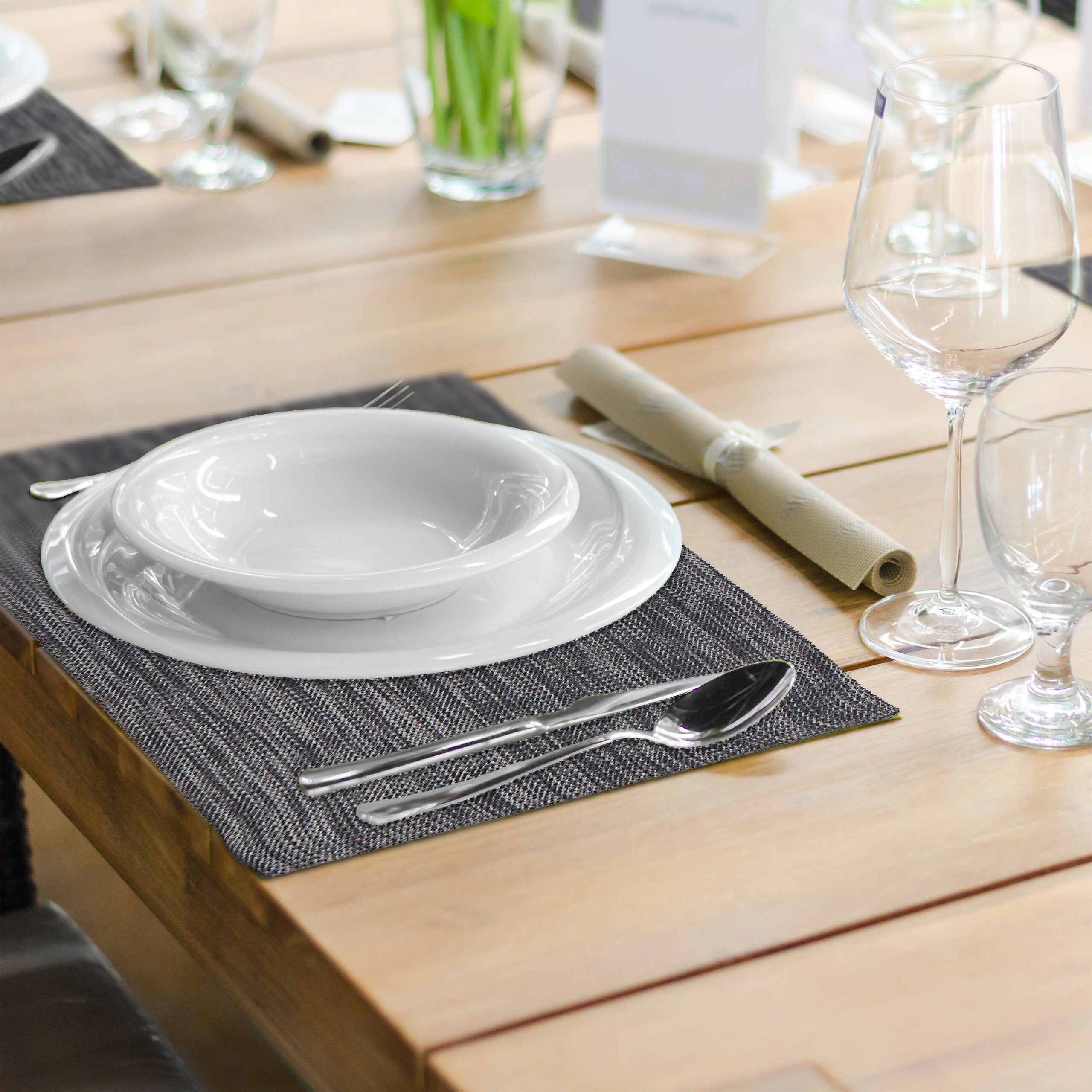 relaxdays Platzset Tischset 6-teilig, Anthrazit günstig online kaufen