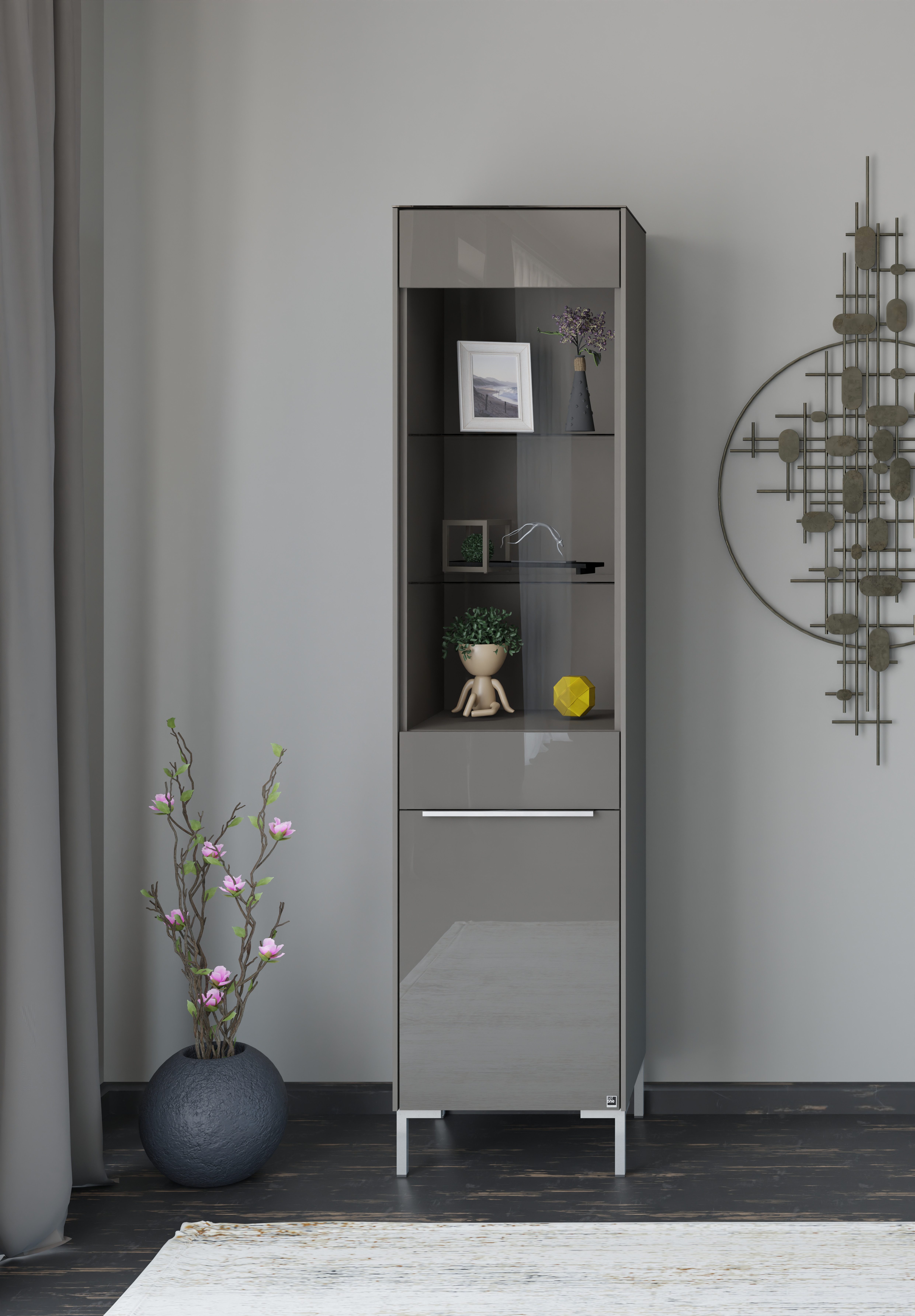 set one by Musterring Standvitrine Reno (1-St) Mit Winkelfuß in diversen Farben, 199 cm Höhe & Farbauswahl