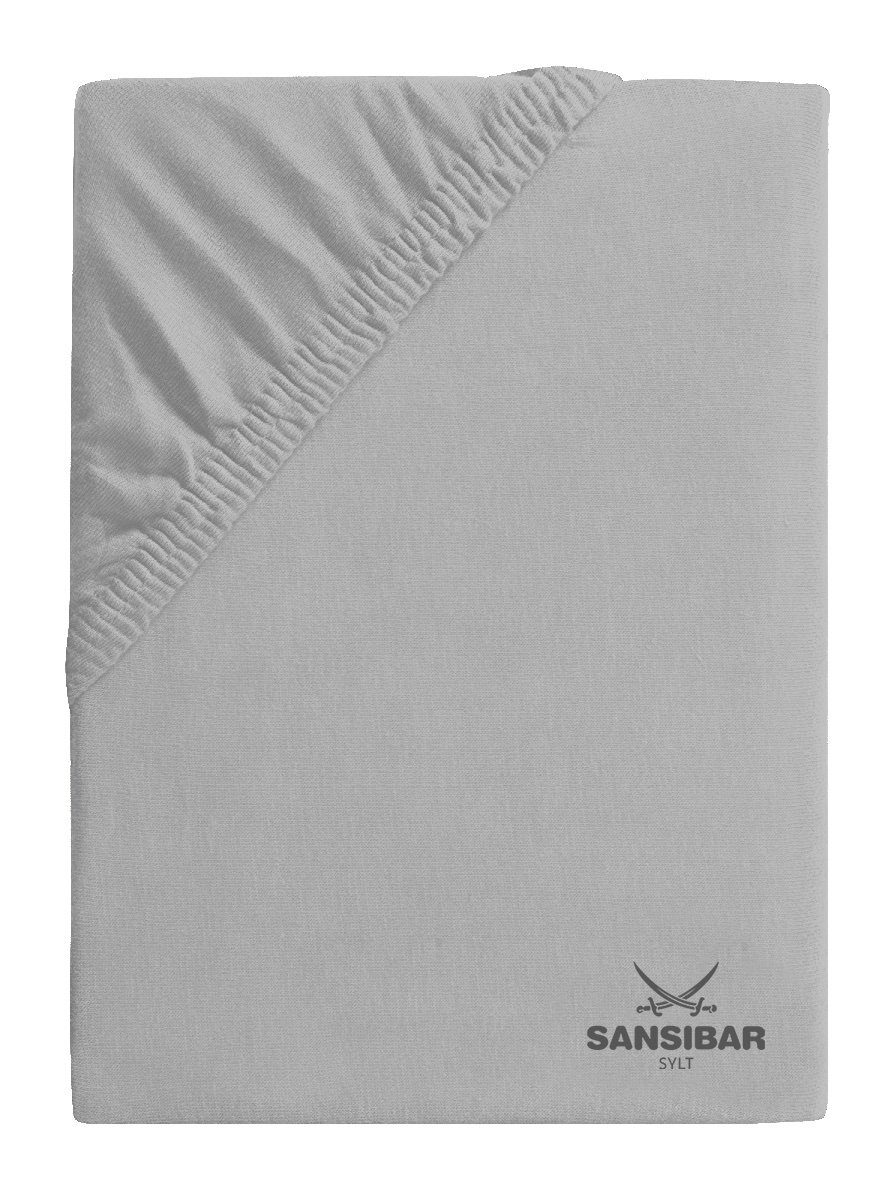 Sansibar Sylt Spannbettlaken Spannbettlaken "Sansibar Jersey Bettlaken“ Premium Qualität, Gummizug: rundum, mit hochwertigem Sansibar Logo-Druck, Fähnchen am Steg, Rundumgummizug