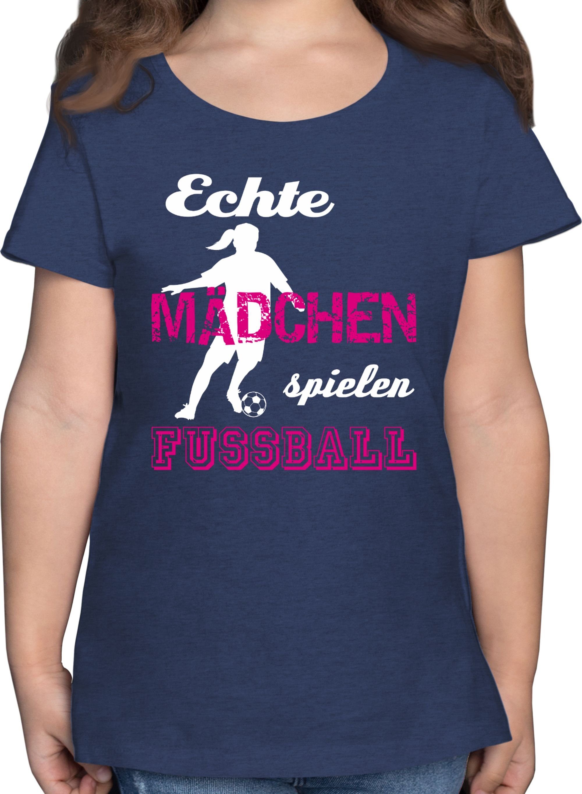 Dunkelblau 3 Sport Kinder T-Shirt Fußball Echte Mädchen Kleidung Meliert spielen Shirtracer