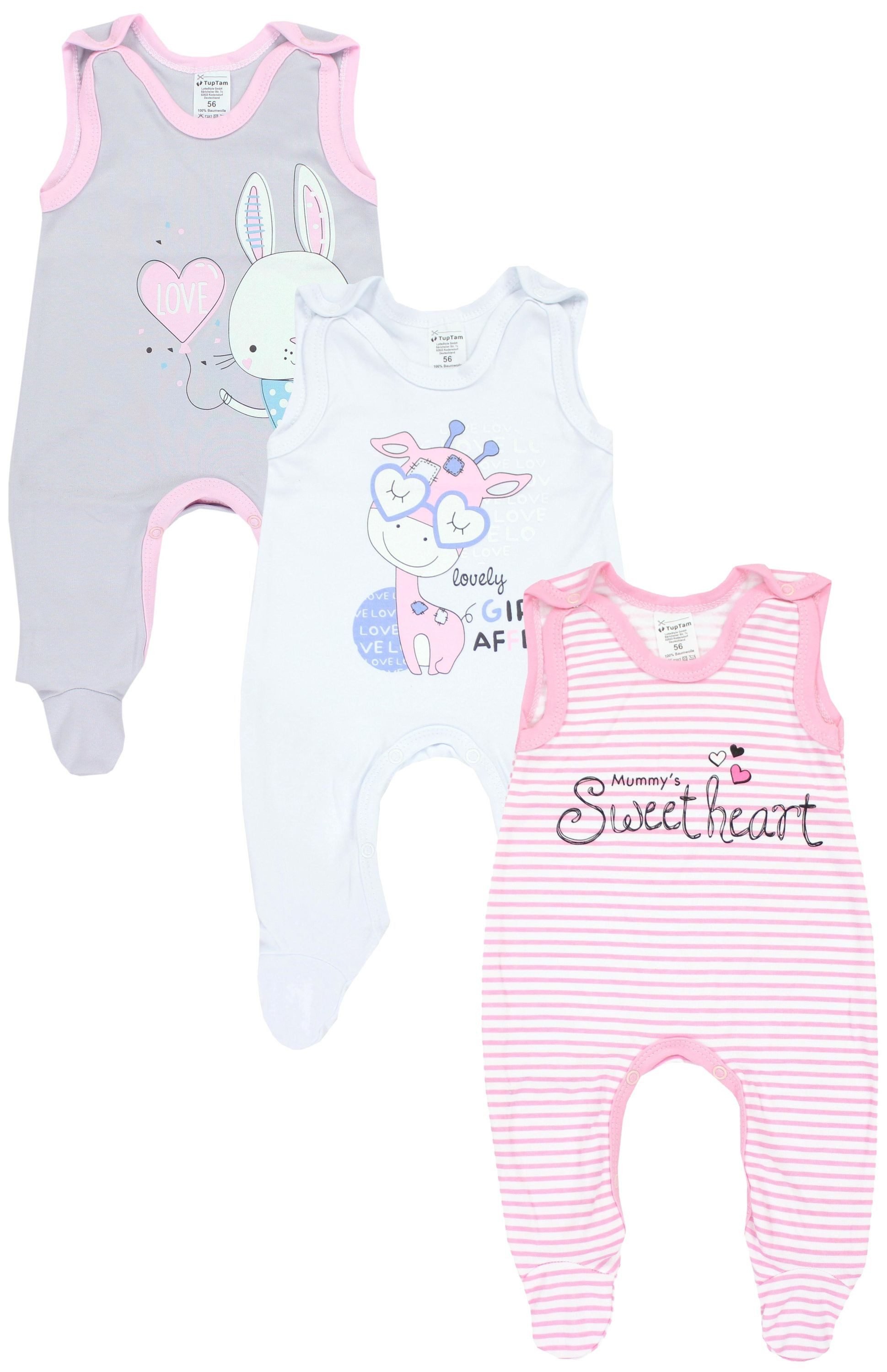 Strampler TupTam Baby Mädchen Strampler mit Fuß 3er Pack