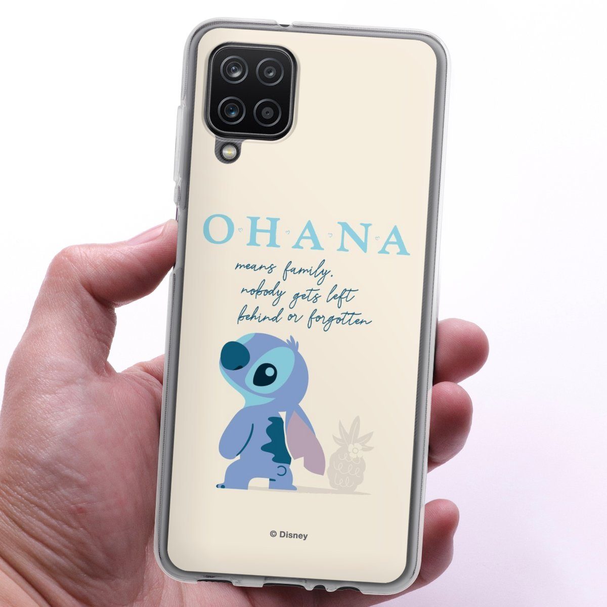 DeinDesign Handyhülle Lilo & Stitch Offizielles Lizenzprodukt Disney Ohana Stitch, Samsung Galaxy A12 Silikon Hülle Bumper Case Handy Schutzhülle