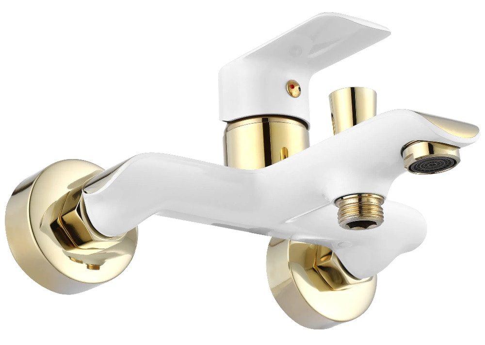 wohnwerk.idee Wannenarmatur Badewannenarmatur Wasserhahn Badewanne Weiß Schwarz Gold Chrom Weiß