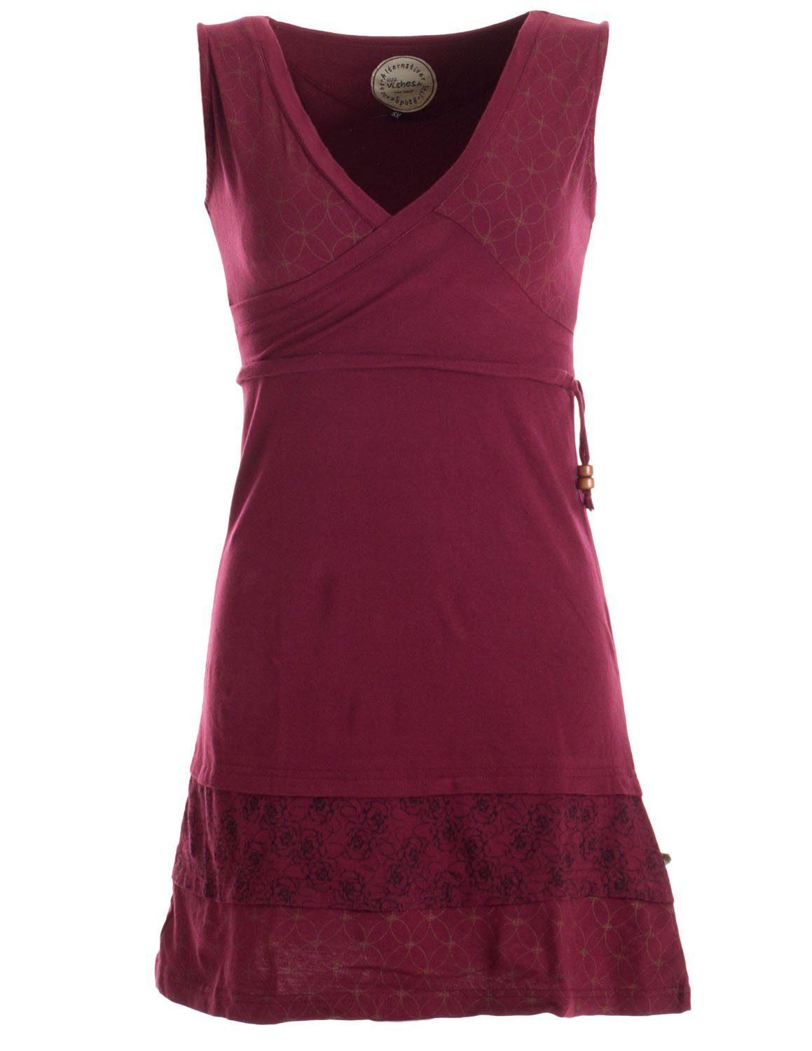 Vishes Sommerkleid Kurzes ärmelloses mini Sommerkleid bedruckt Tunika Elfen, Hippie, Goa, Ethno Style