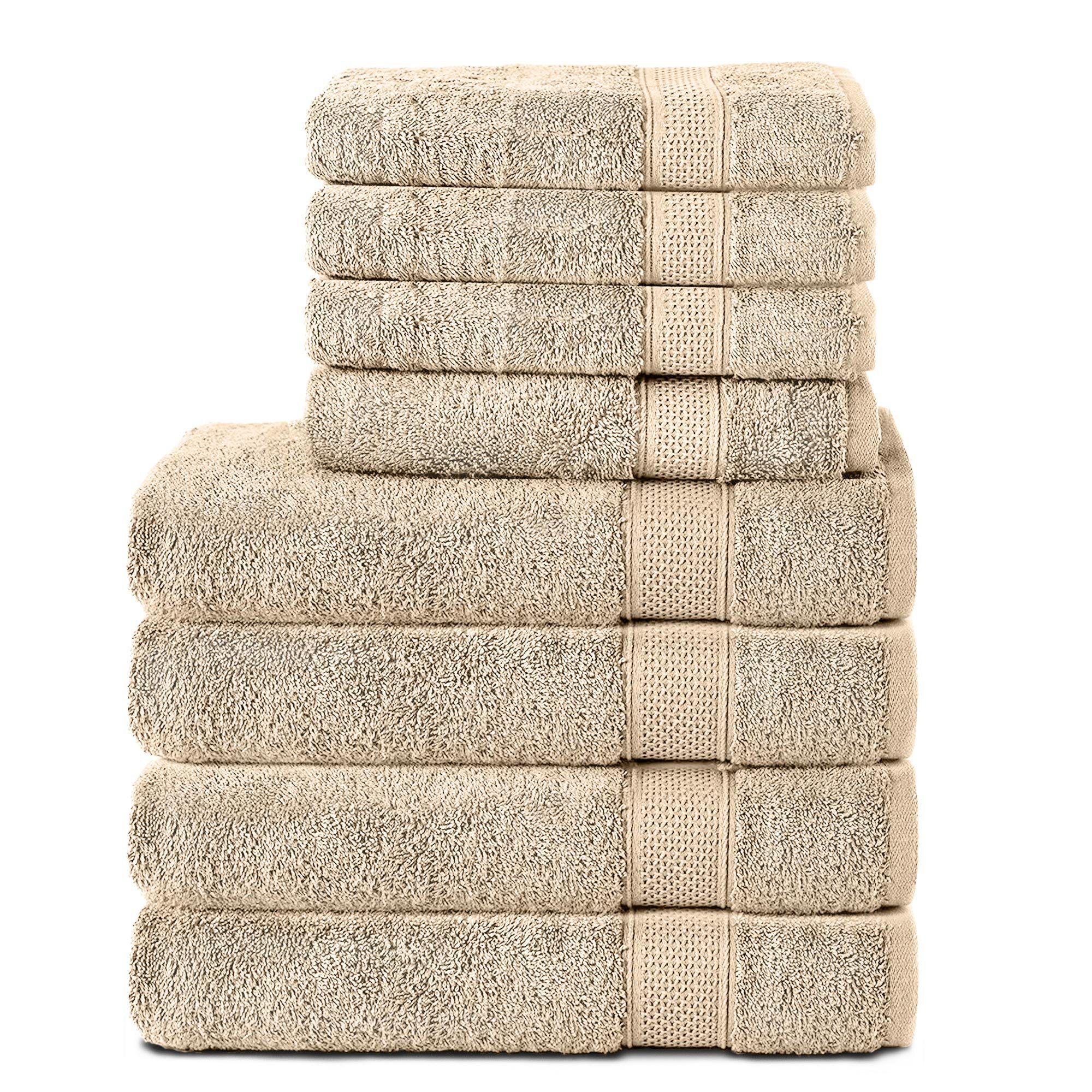 Komfortec Handtuch Set 100% Frottee, Badehandtuch Handtücher 50x100 Baumwolle, (Packung, cm, Saunatuch, XXL & 70x140 Weich, Groß und Beige Badetücher Towel, 4 8-tlg), 4