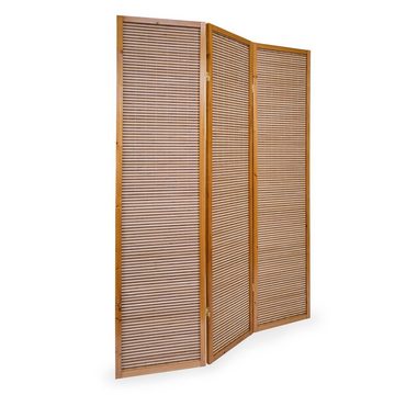 Homestyle4u Paravent 3fach Holz Raumteiler Bambus braun, 3-teilig